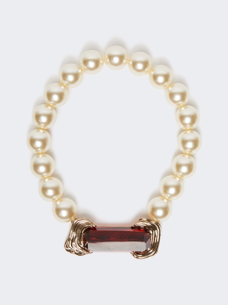 Choker necklace with pearls - OPTICAL WHITE - Weekend