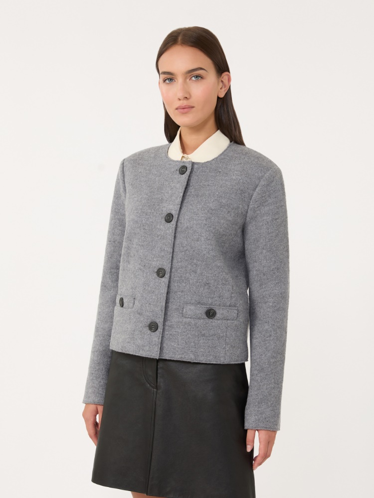 Boiled wool jersey jacket - MEDIUM GREY - Weekend