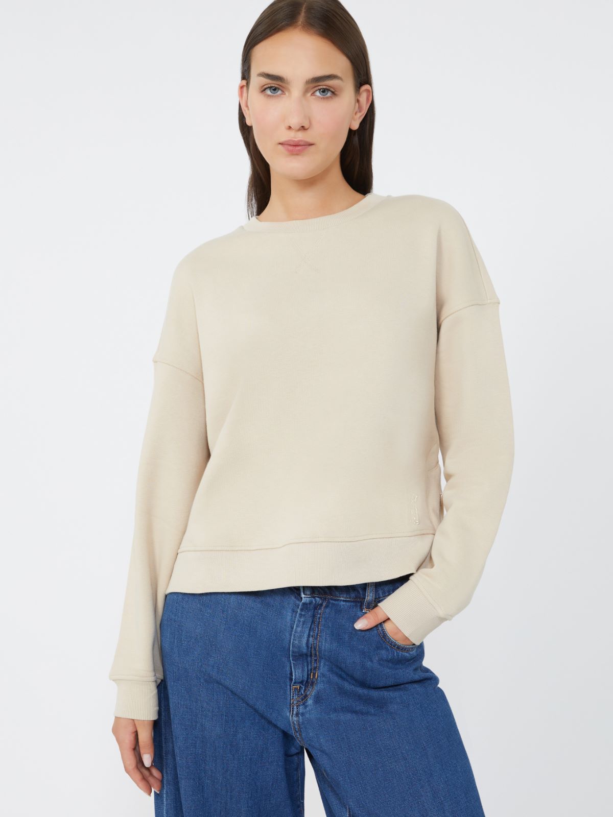 Cotton boxy sweatshirt - BEIGE - Weekend - 4