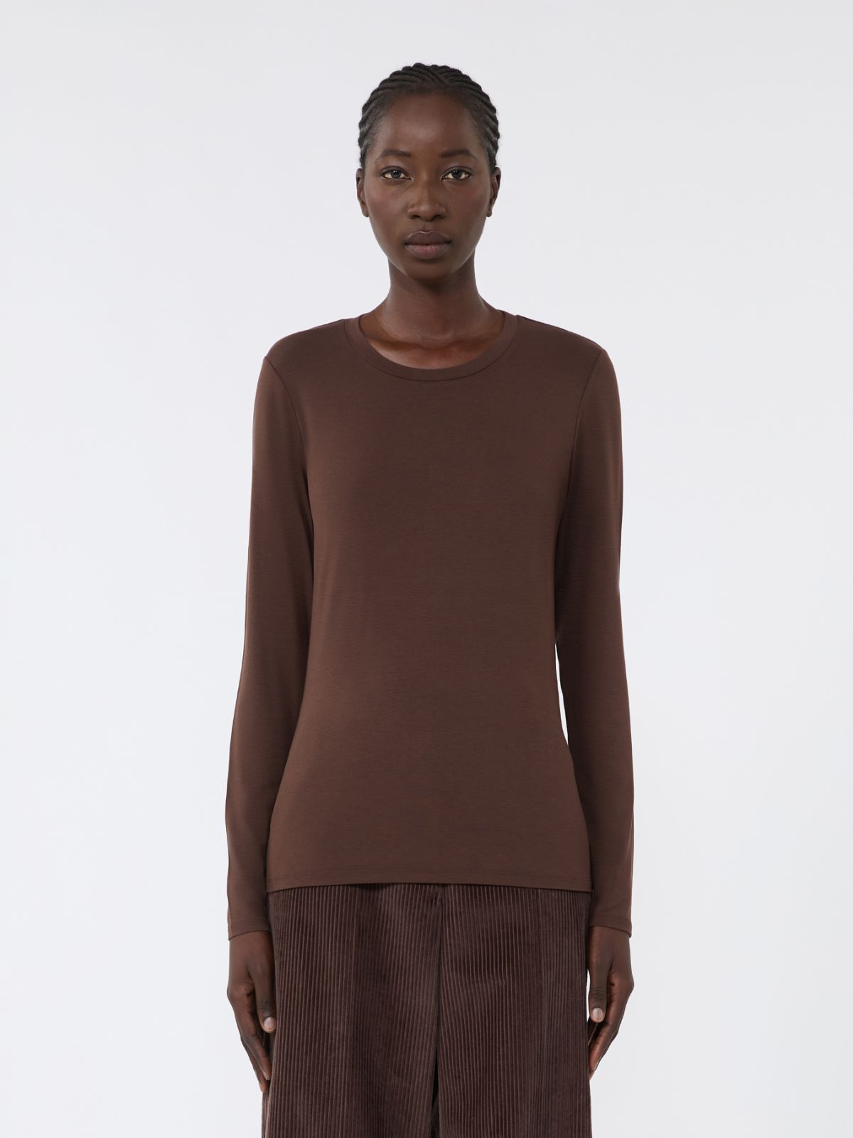 T-shirt basic in jersey stretch - CIOCCOLATO - Weekend - 2