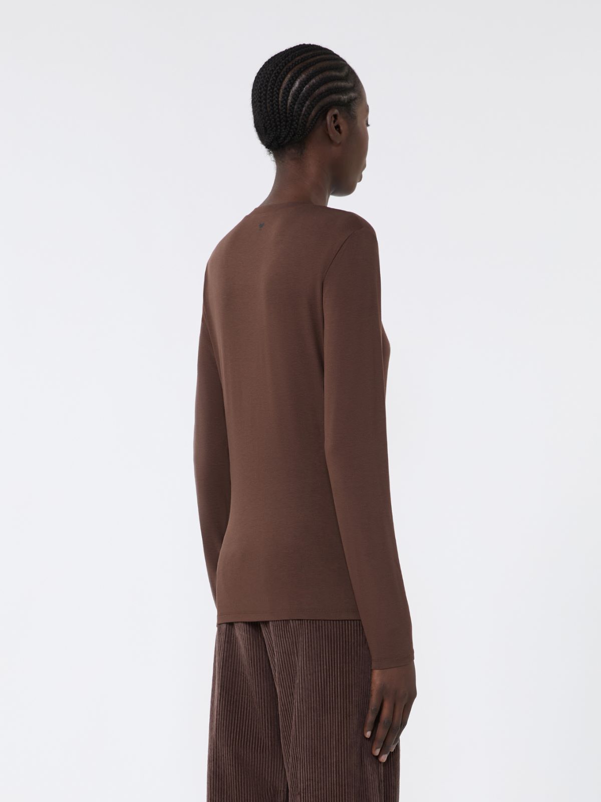 T-shirt basic in jersey stretch - CIOCCOLATO - Weekend - 3