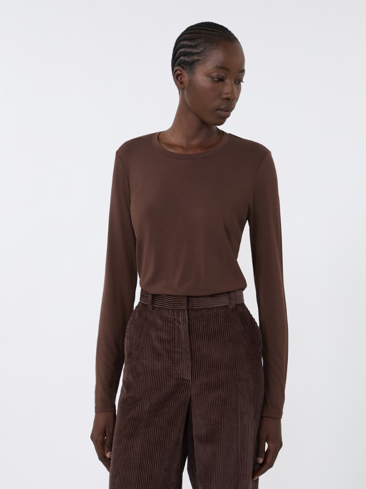 Stretch jersey basic T-shirt - CHOCOLATE - Weekend