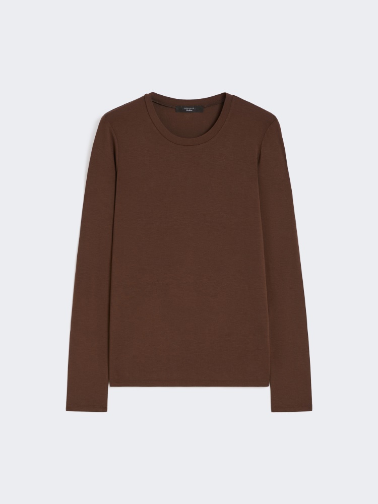 T-shirt basic in jersey stretch - CIOCCOLATO - Weekend