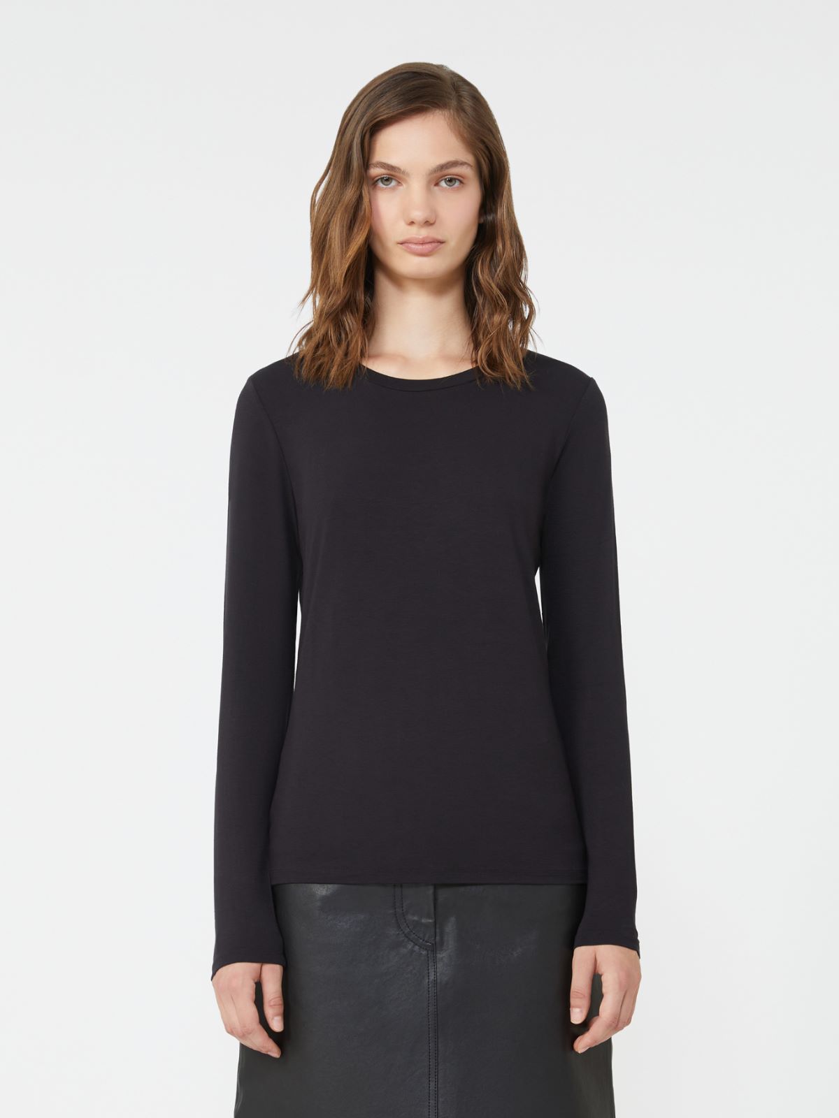 Stretch jersey basic T-shirt - BLACK - Weekend - 2