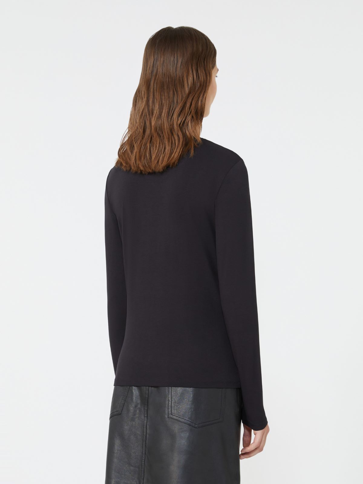 Stretch jersey basic T-shirt - BLACK - Weekend - 3