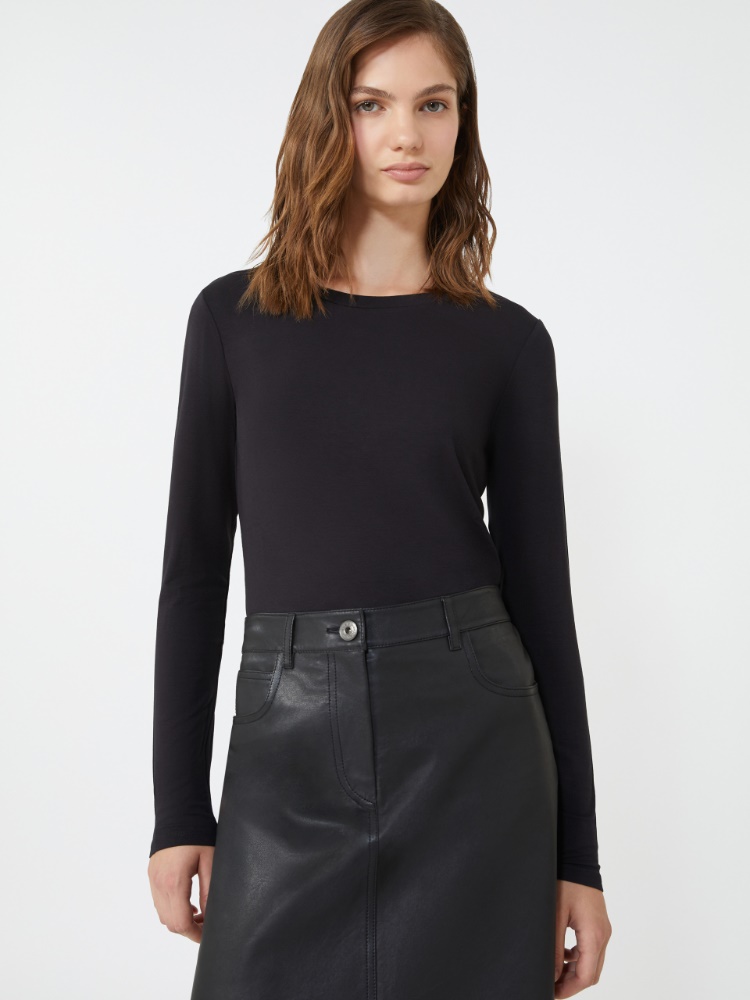 Stretch jersey basic T-shirt - BLACK - Weekend