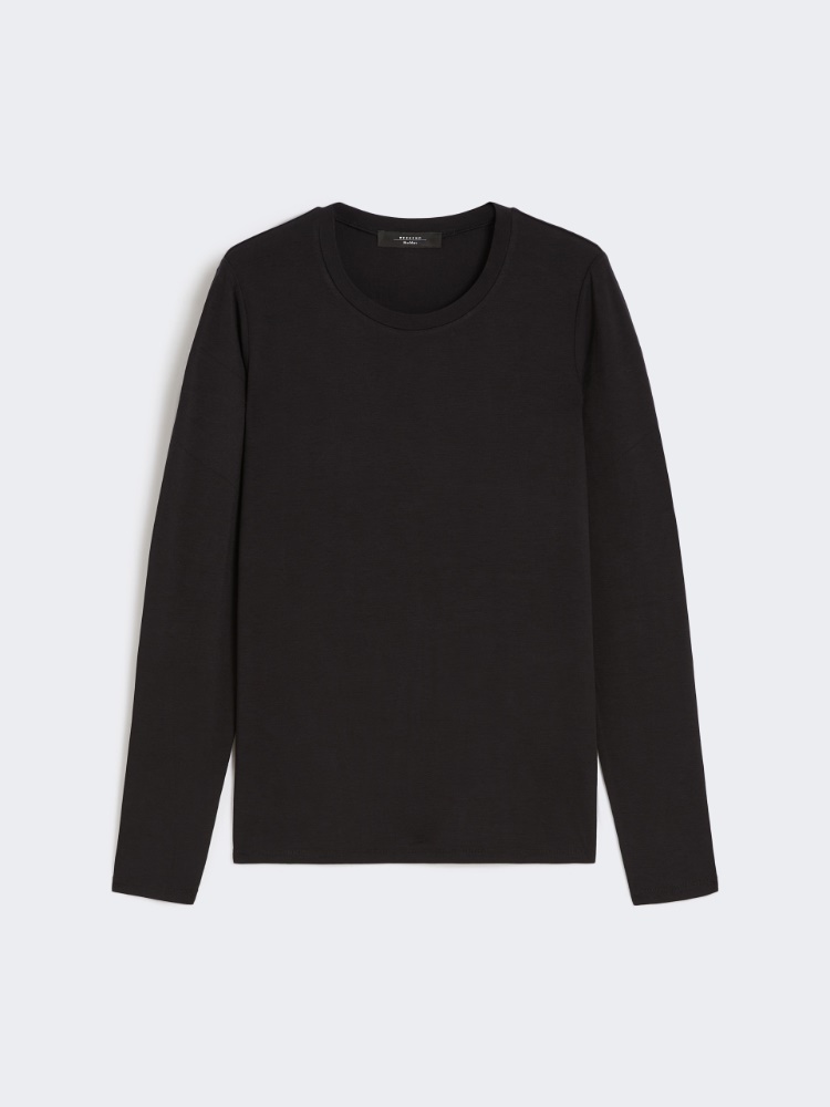 Stretch jersey basic T-shirt - BLACK - Weekend