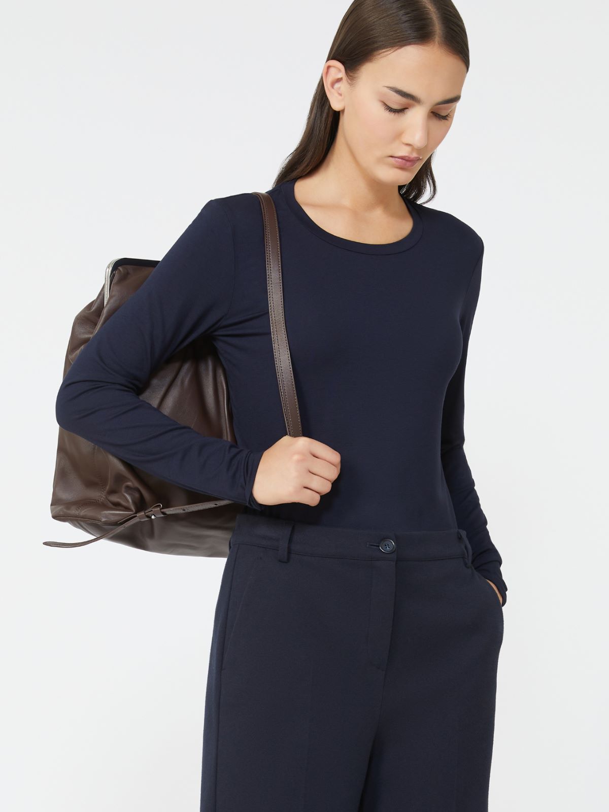 Stretch jersey basic T-shirt - NAVY - Weekend - 4