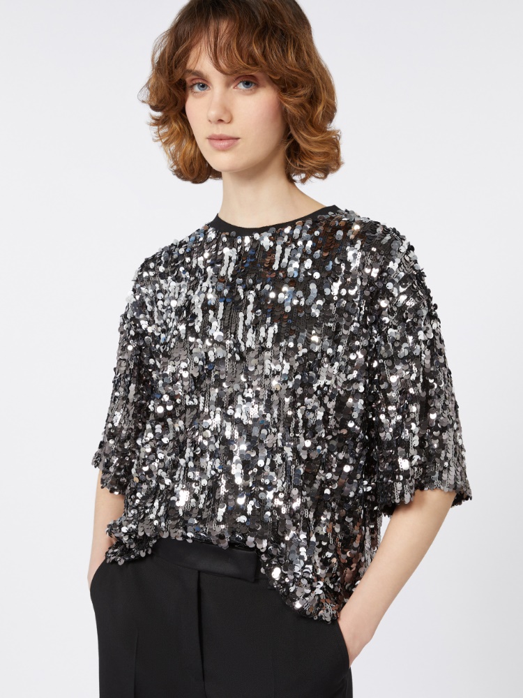 Tulle and sequin top - BLACK - Weekend