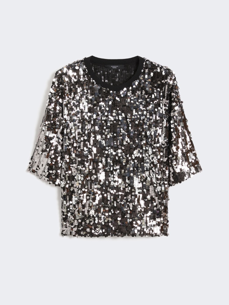Tulle and sequin top - BLACK - Weekend