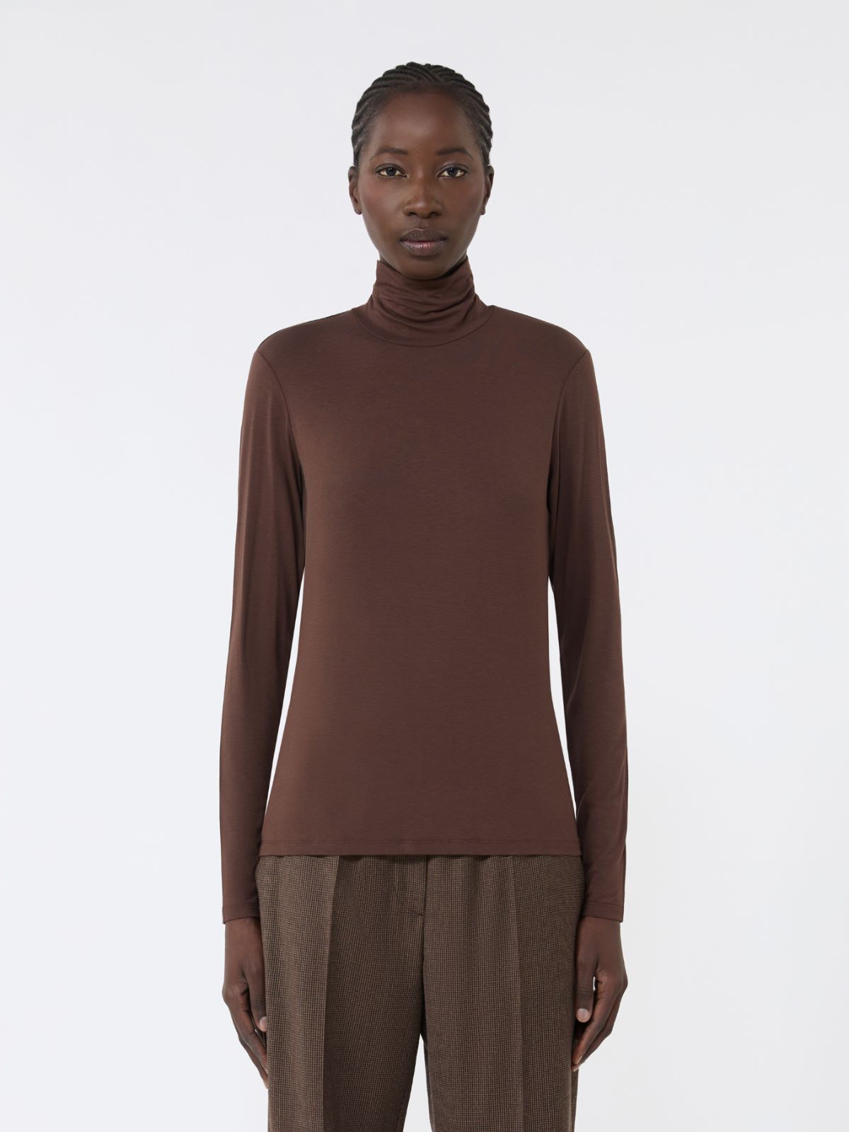 Stretch viscose turtleneck - CHOCOLATE - Weekend - 2