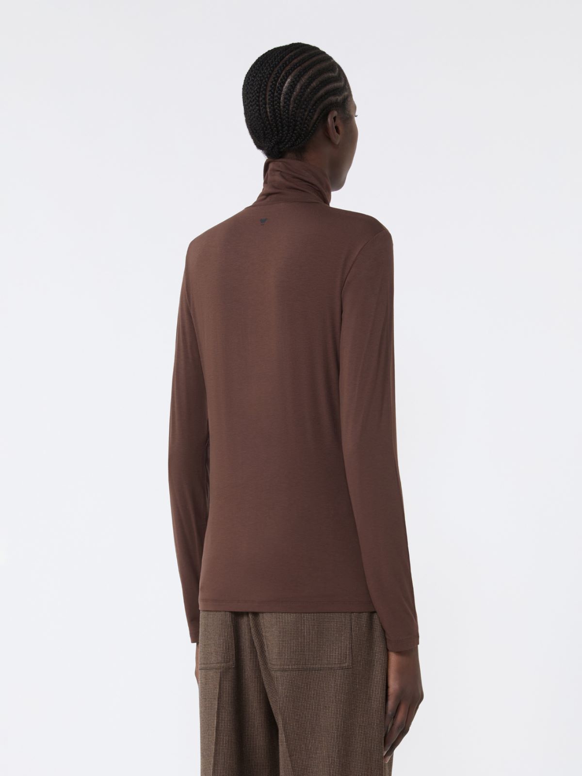 Stretch viscose turtleneck - CHOCOLATE - Weekend - 3