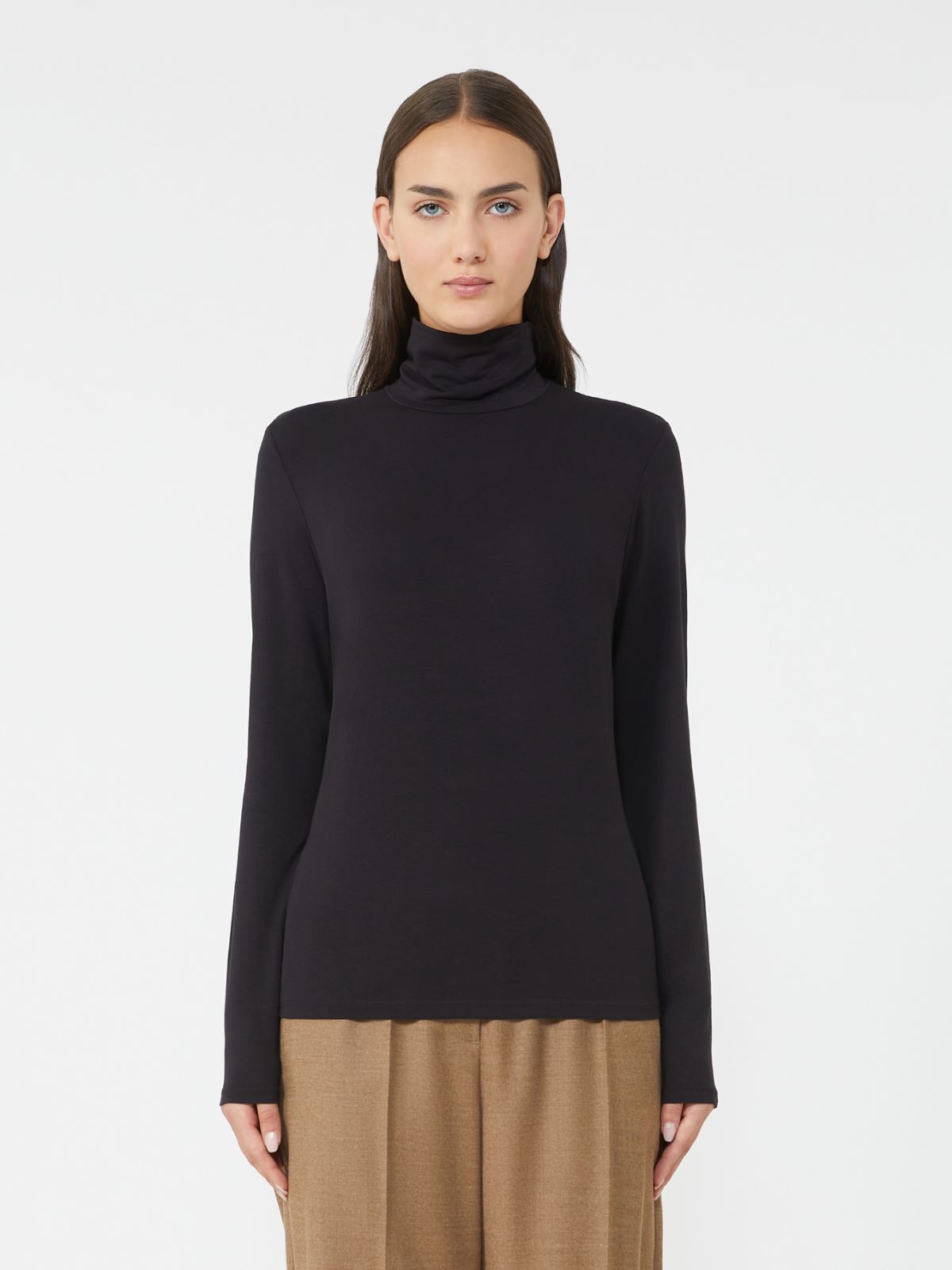 Stretch viscose turtleneck - BLACK - Weekend - 2
