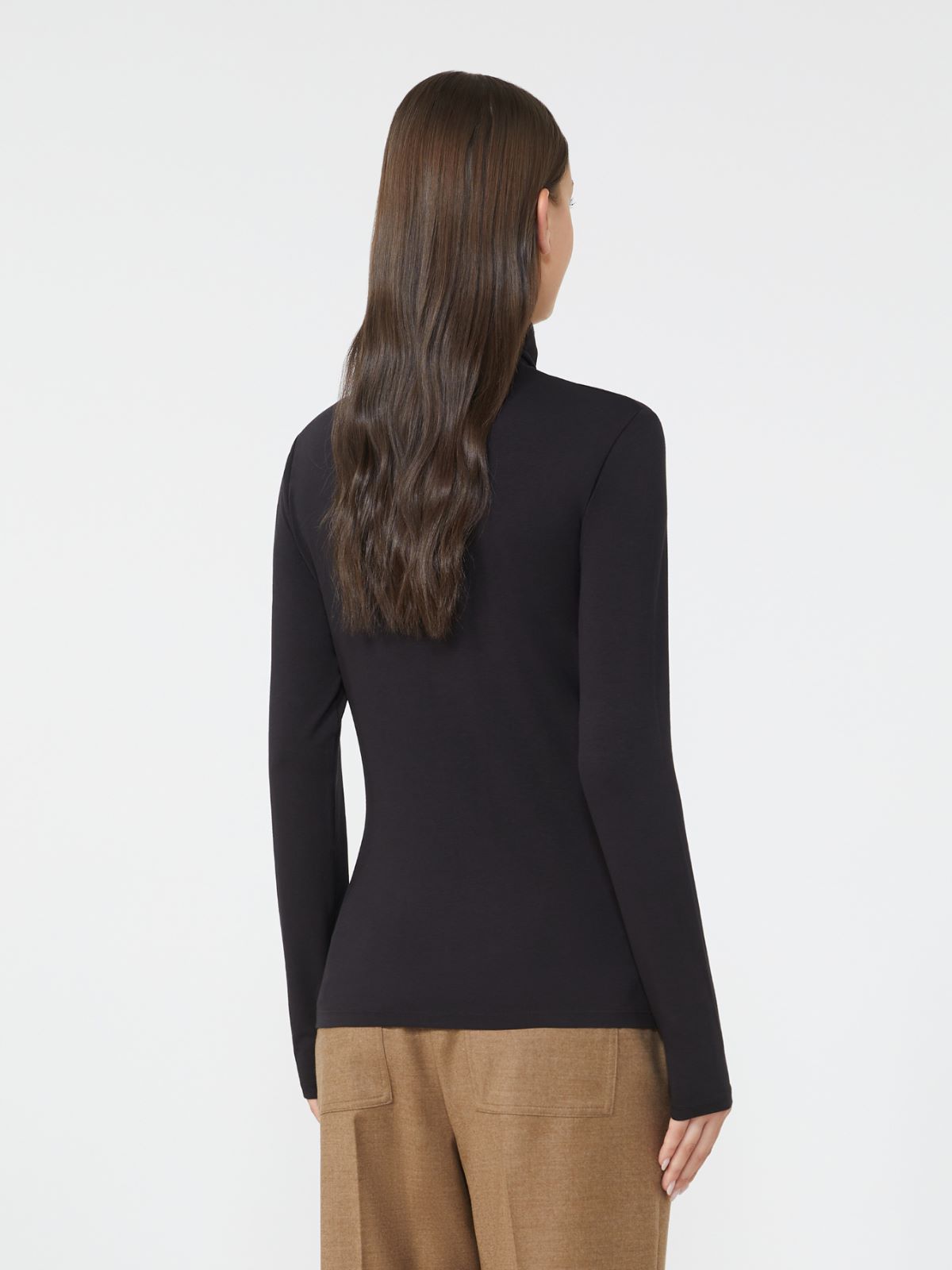 Stretch viscose turtleneck - BLACK - Weekend - 3