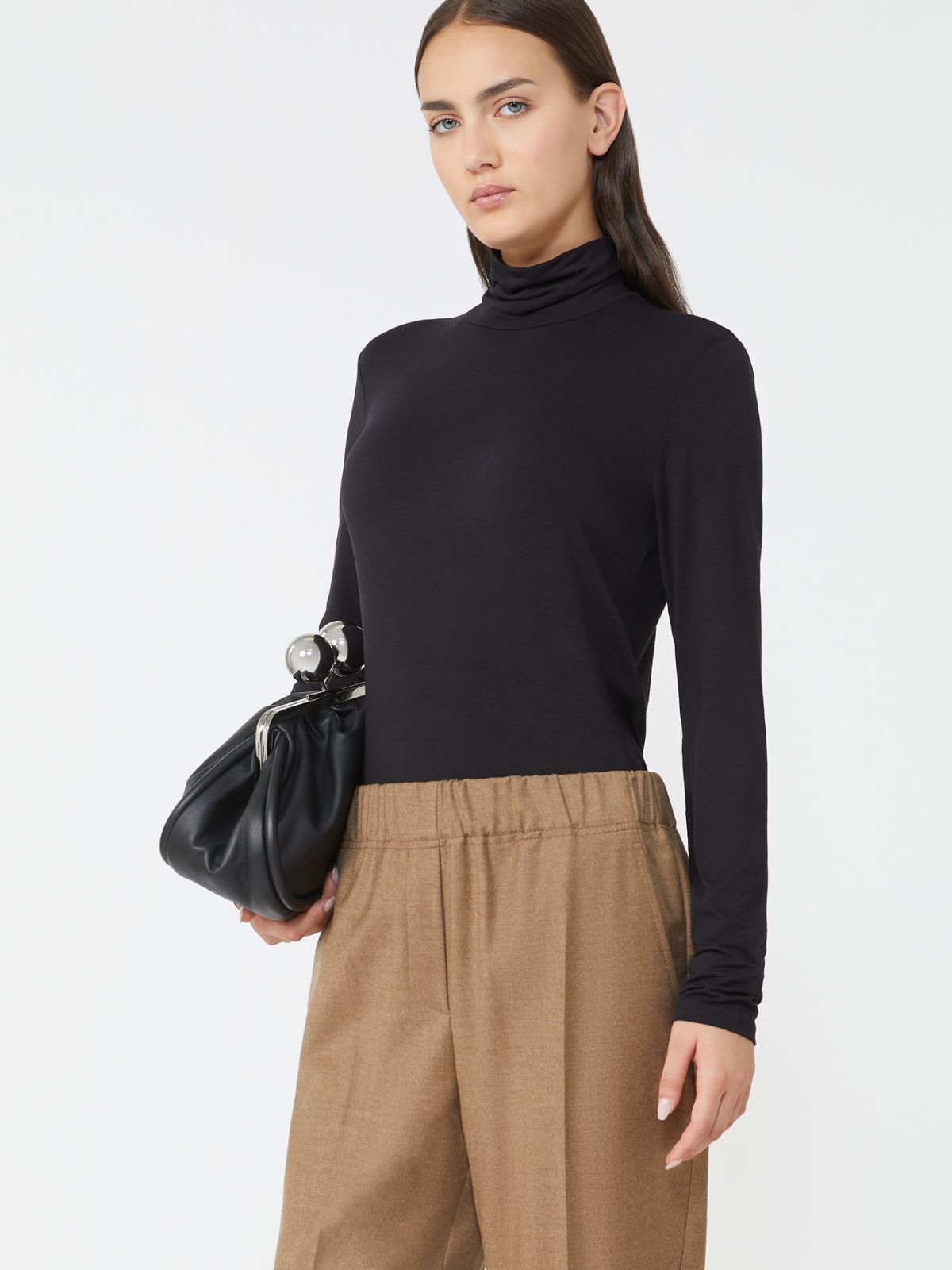 Stretch viscose turtleneck - BLACK - Weekend - 4