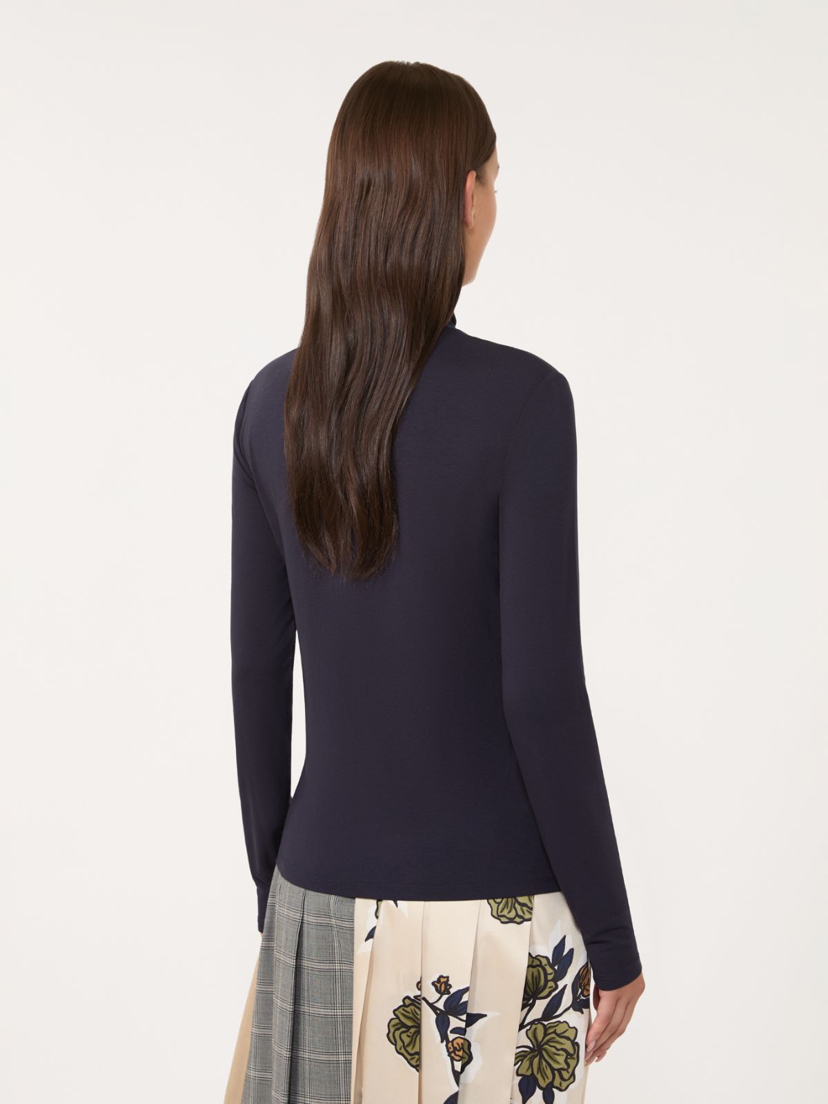 Stretch viscose turtleneck - NAVY - Weekend - 3