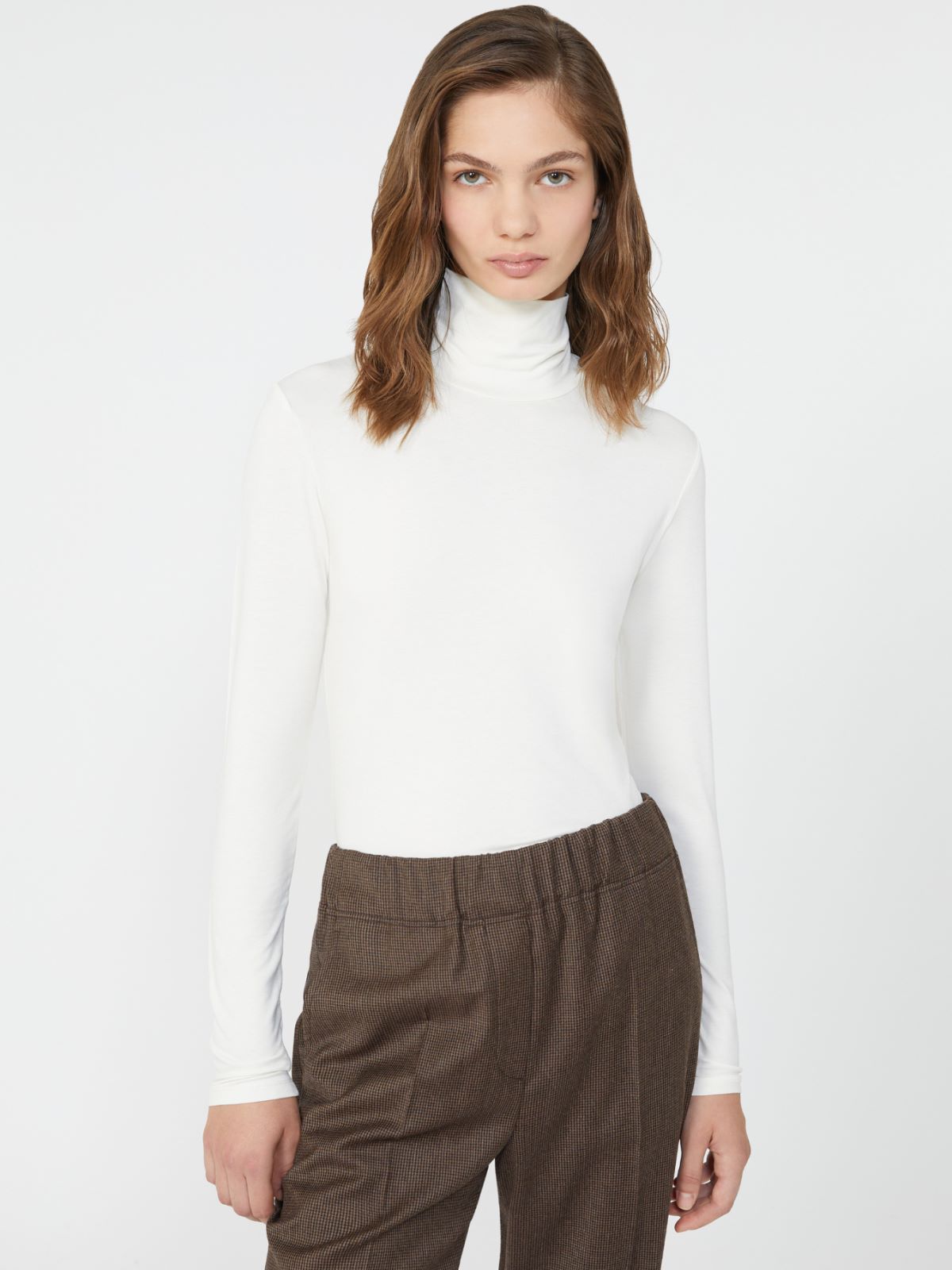 Stretch viscose turtleneck - ECRU - Weekend - 4