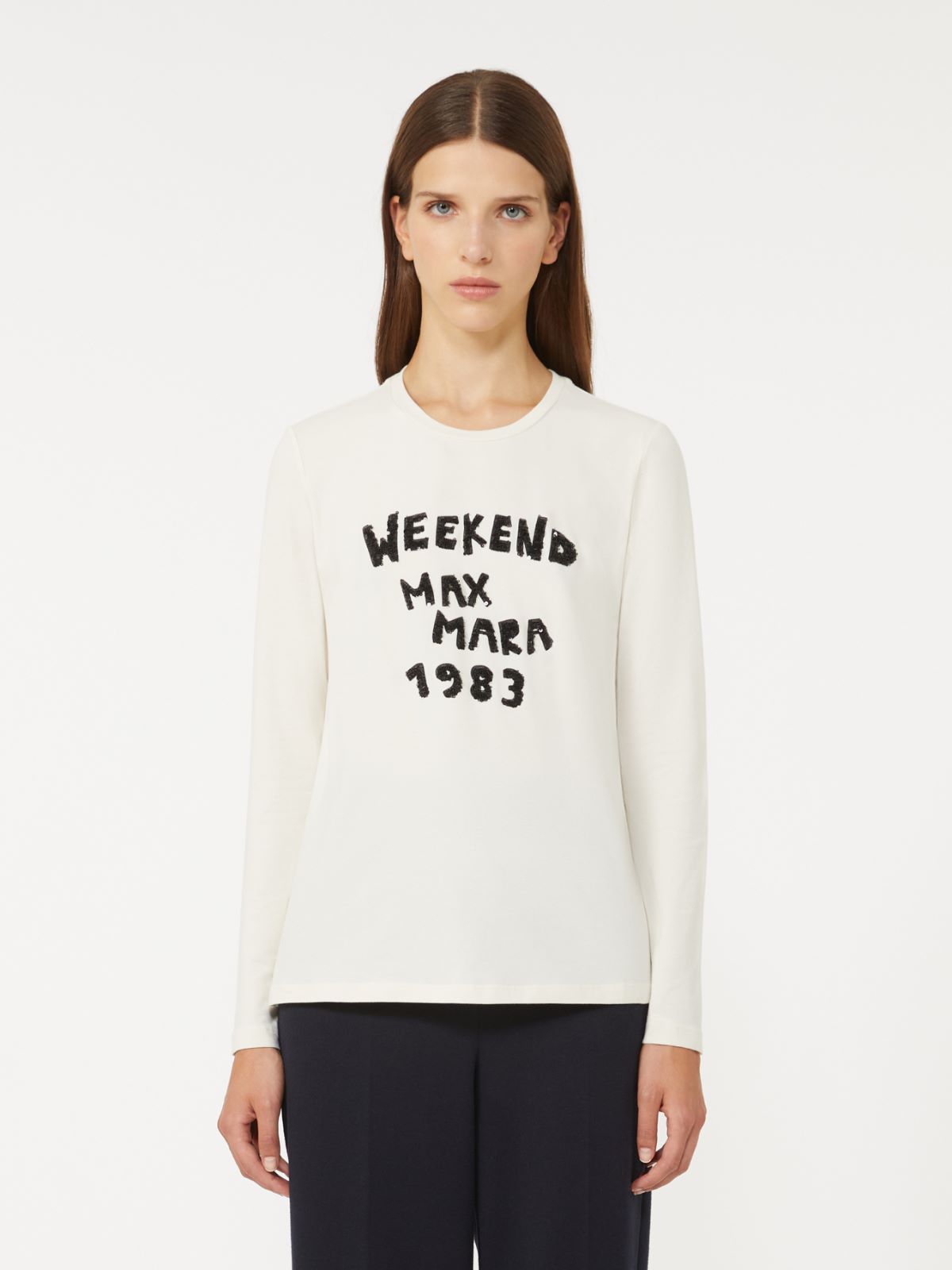 Fitted stretch jersey T-shirt - ECRU - Weekend - 2
