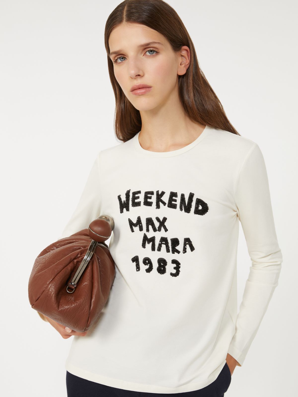 Fitted stretch jersey T-shirt - ECRU - Weekend - 4