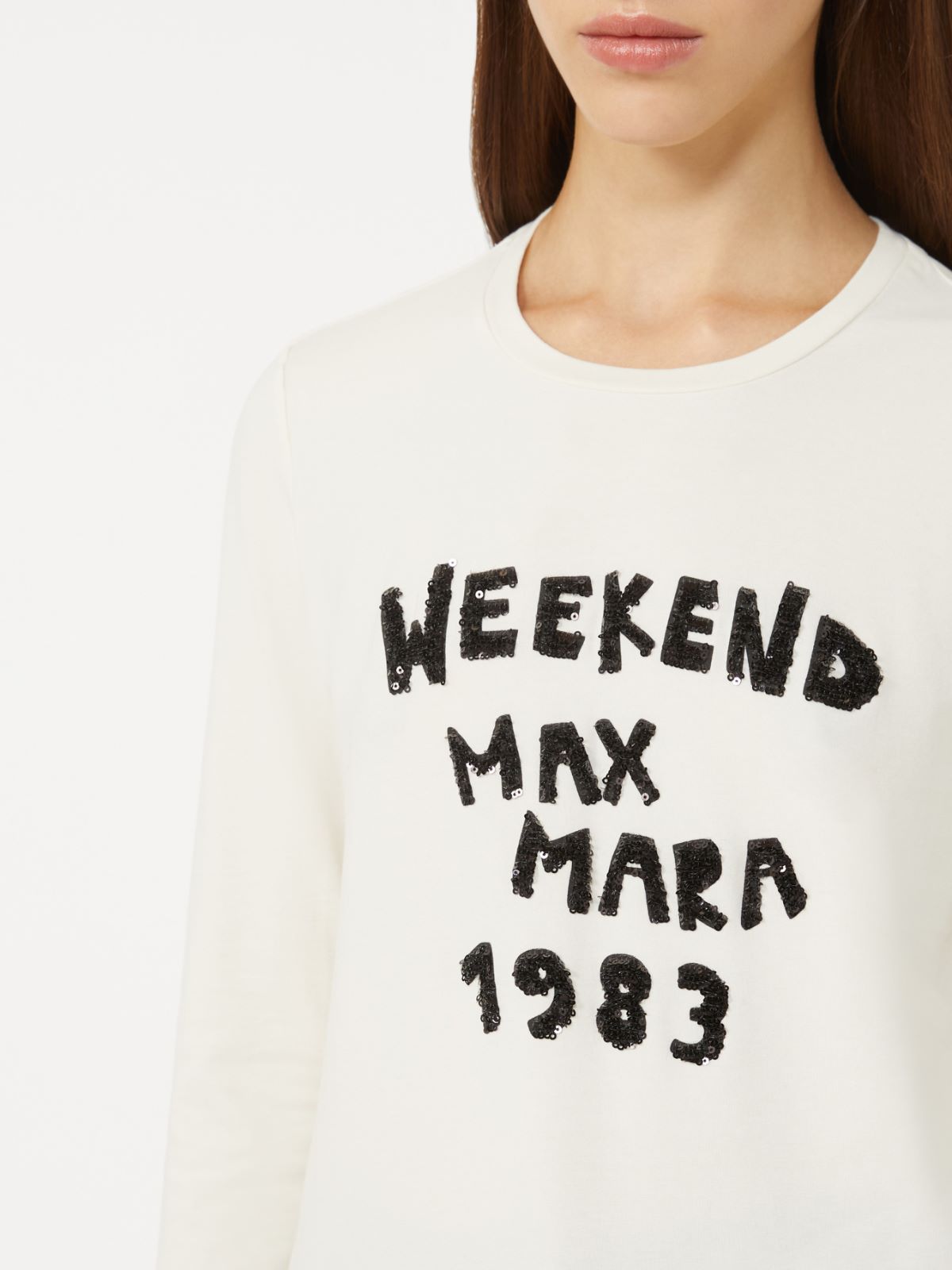 Fitted stretch jersey T-shirt - ECRU - Weekend - 5