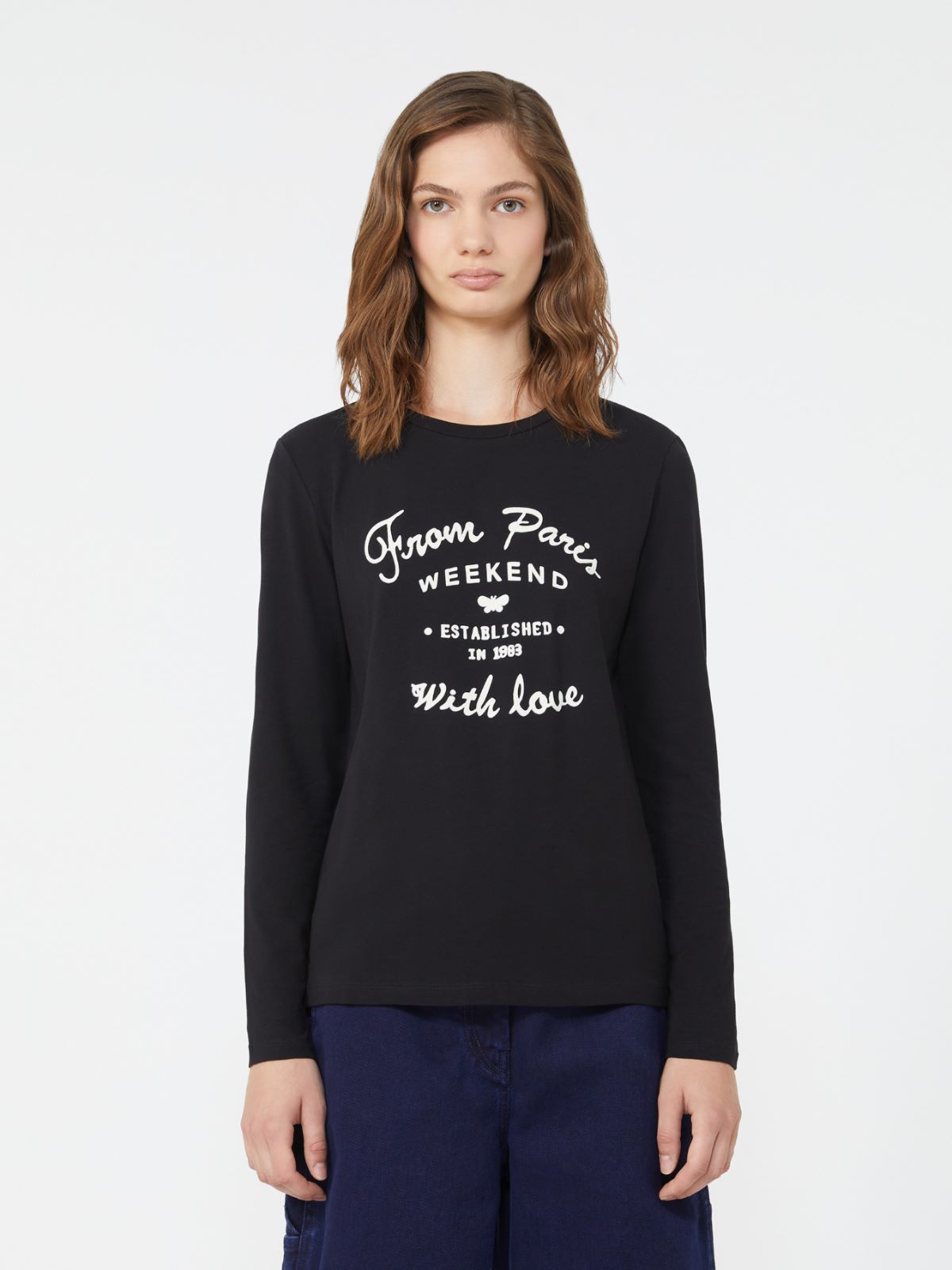 T-shirt in stretch cotton jersey - BLACK - Weekend - 2