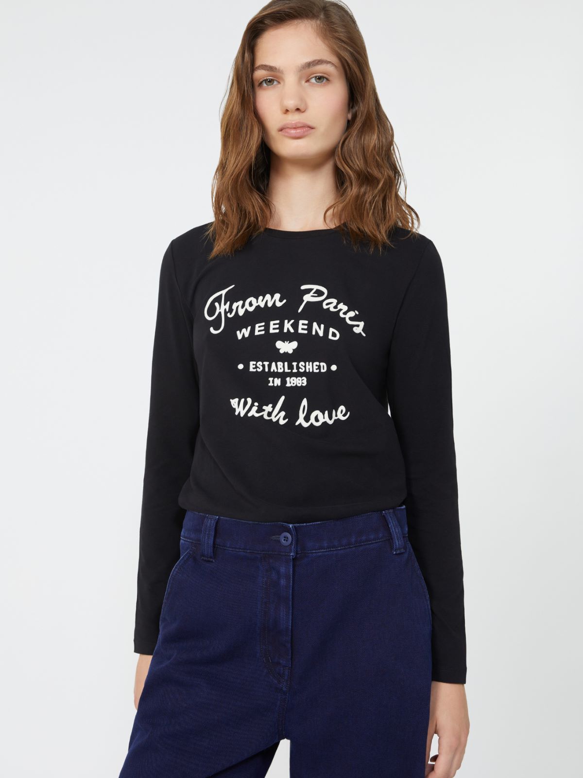 T-shirt in stretch cotton jersey - BLACK - Weekend - 4