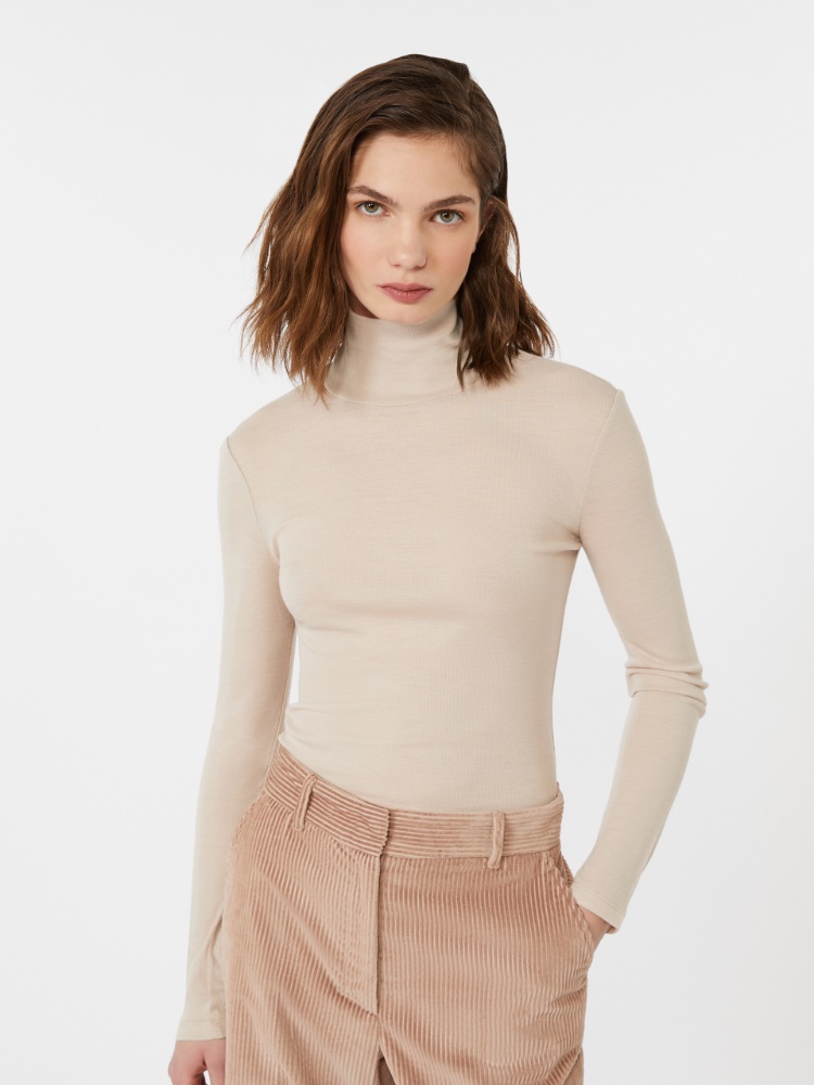 Wool and silk gauze turtleneck - BEIGE - Weekend