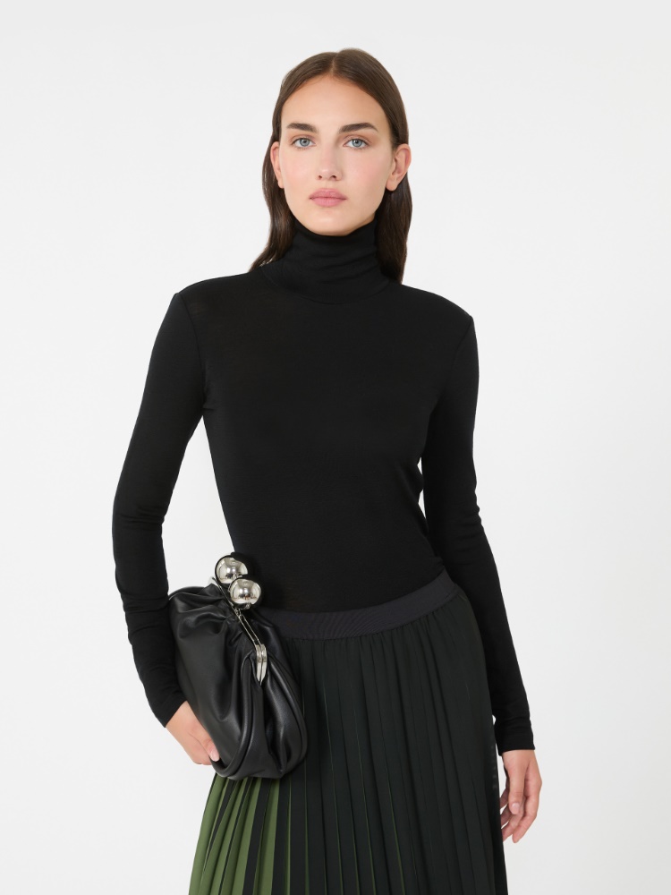 Wool and silk gauze turtleneck - BLACK - Weekend