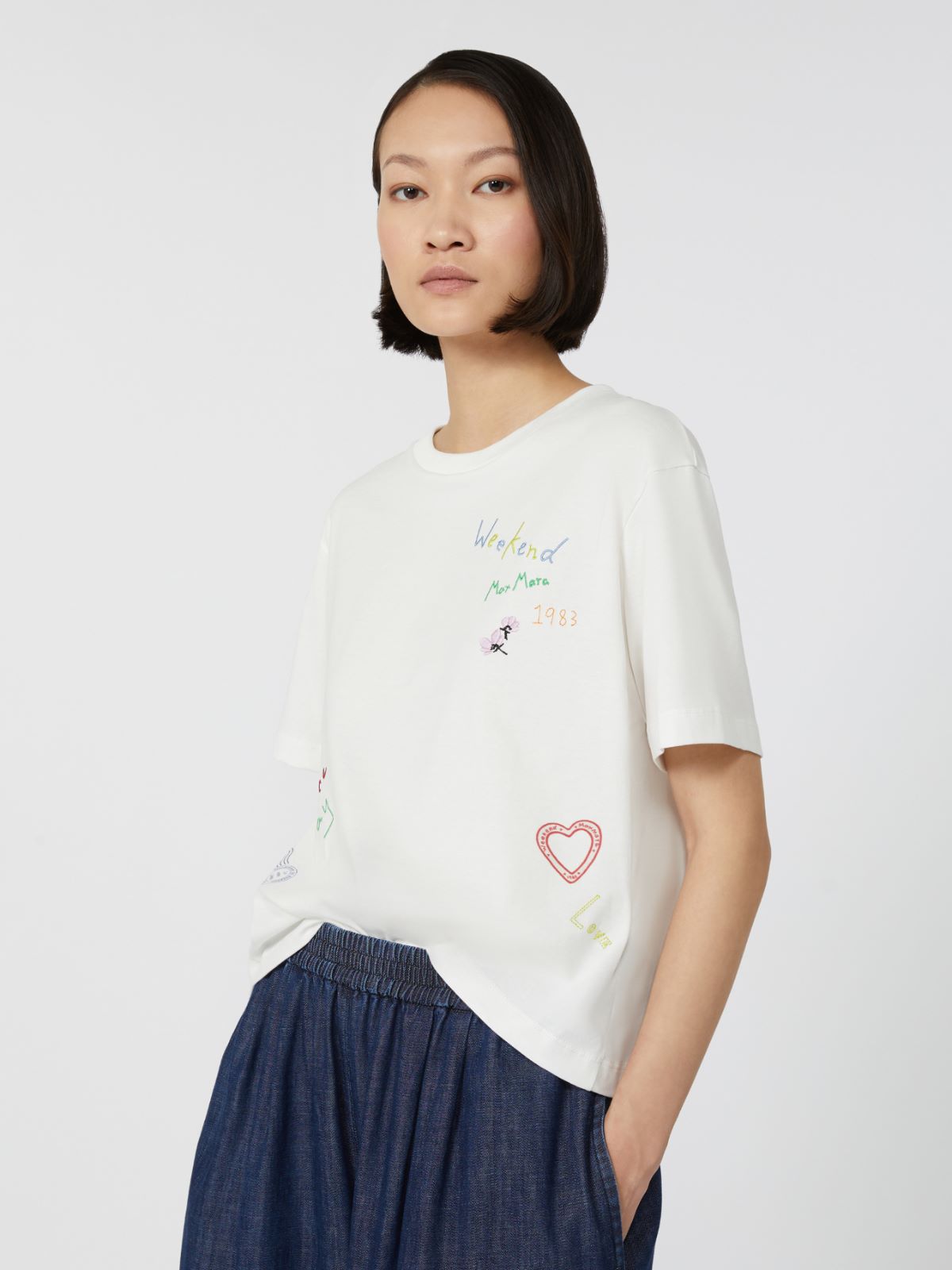 Printed organic cotton T-shirt - WHITE - Weekend - 4