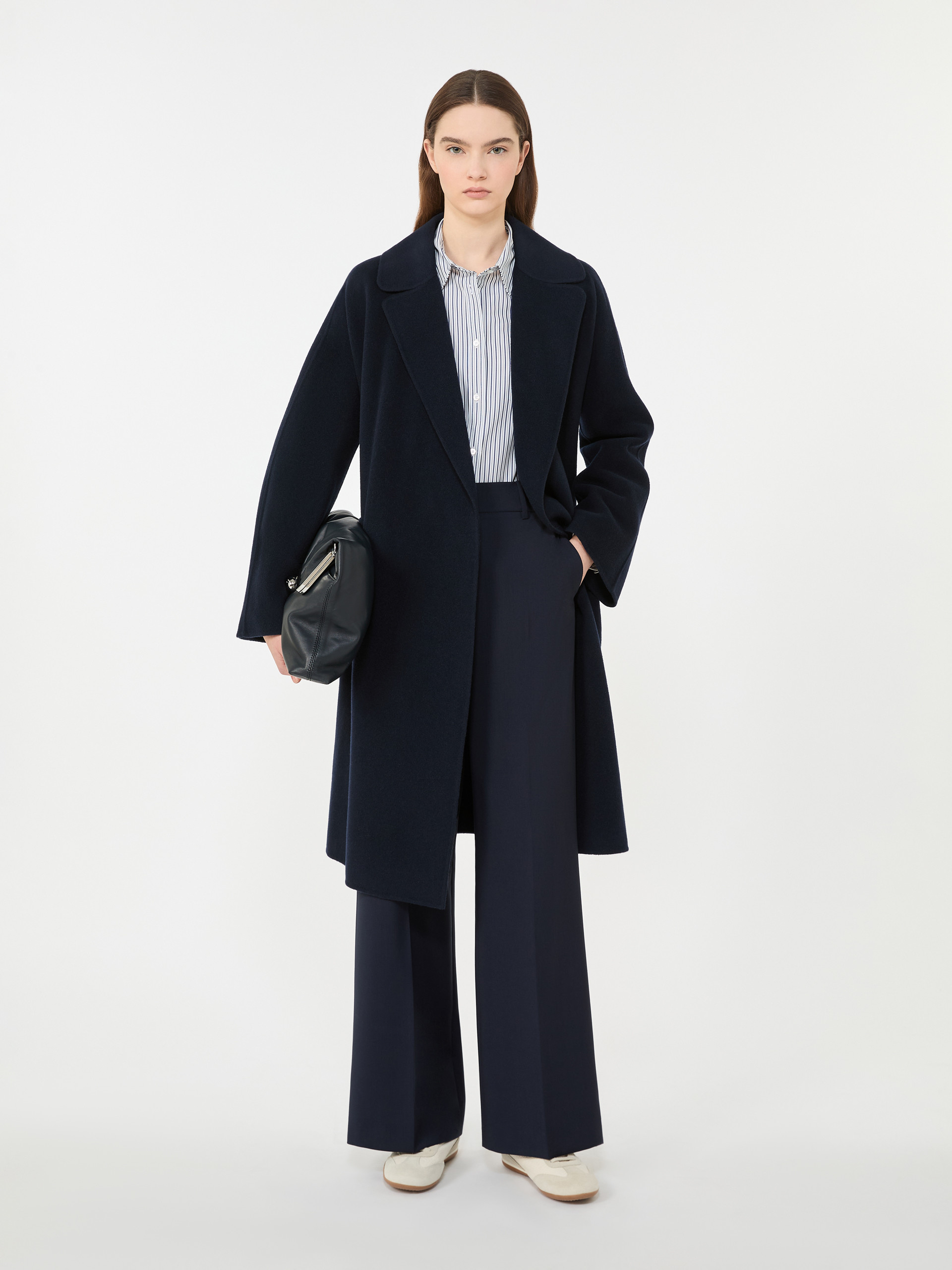 Double-Faced wool-blend robe coat, navy | Weekend Max Mara