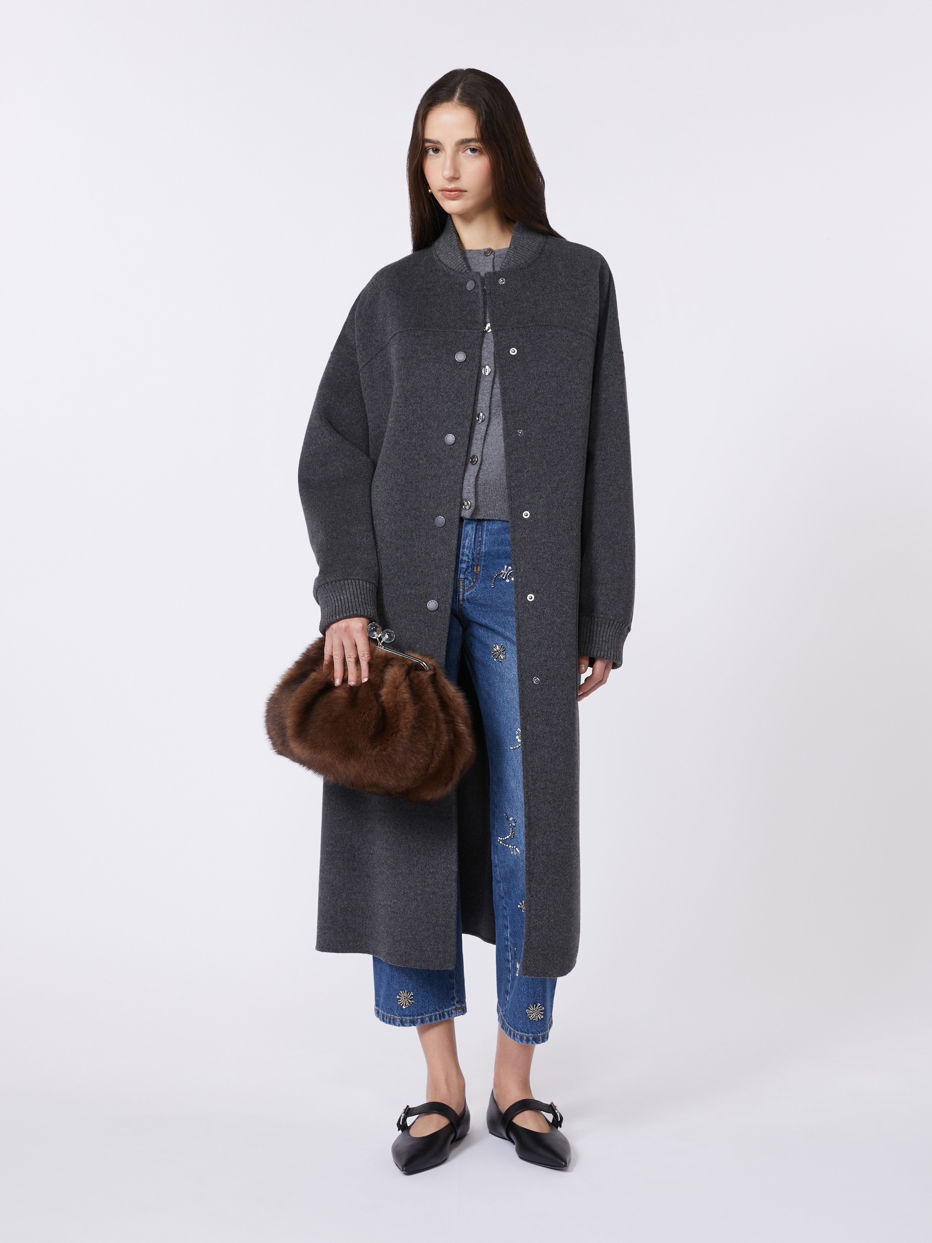 Long wool coat - DARK GREY - Weekend Max Mara