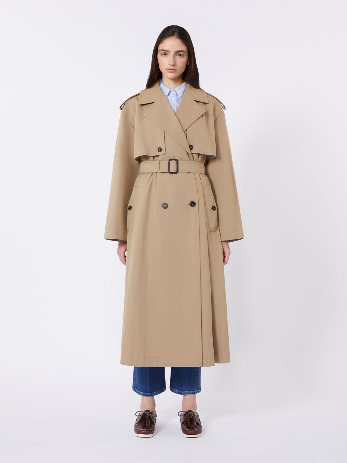 Flowing cotton and nylon trench coat - HAZELNUT BROWN - Weekend - 2