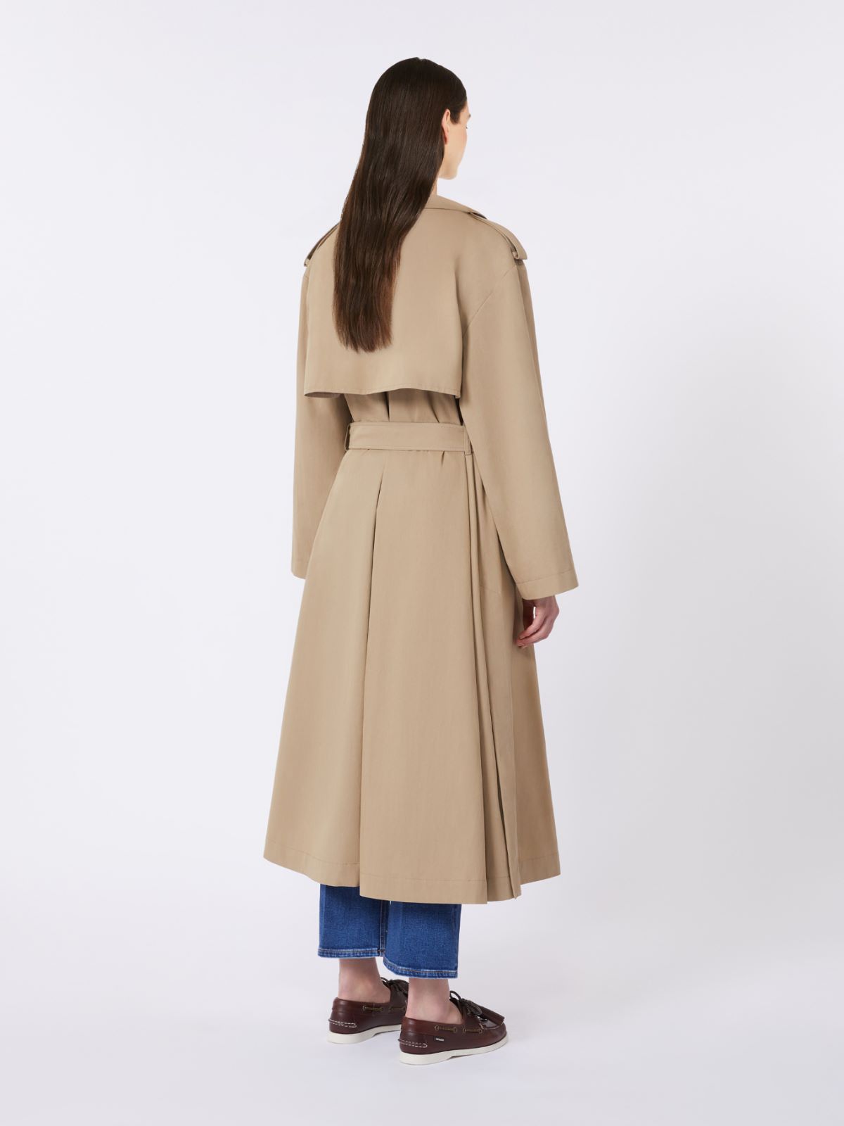 Flowing cotton and nylon trench coat - HAZELNUT BROWN - Weekend - 3
