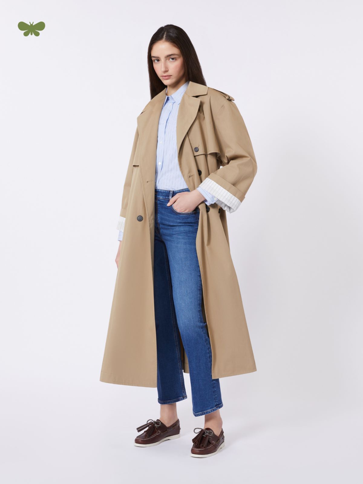 Flowing cotton and nylon trench coat - HAZELNUT BROWN - Weekend