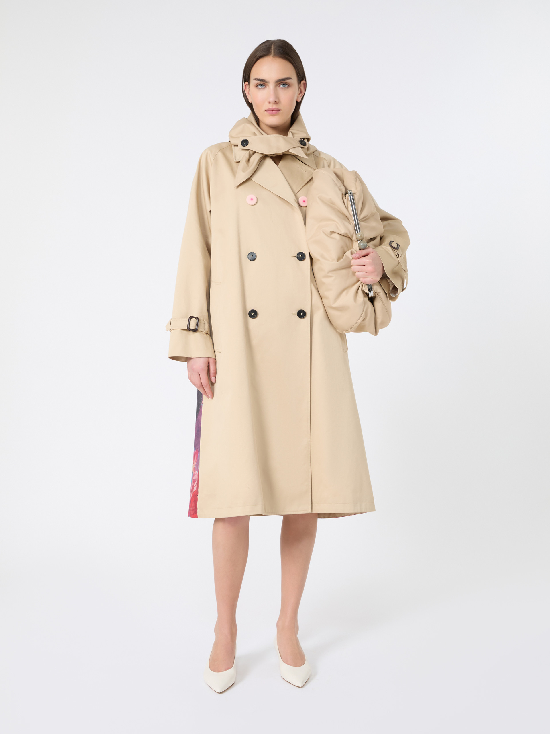 Water-repellent gabardine trench coat with print - PLUM - Weekend Max Mara