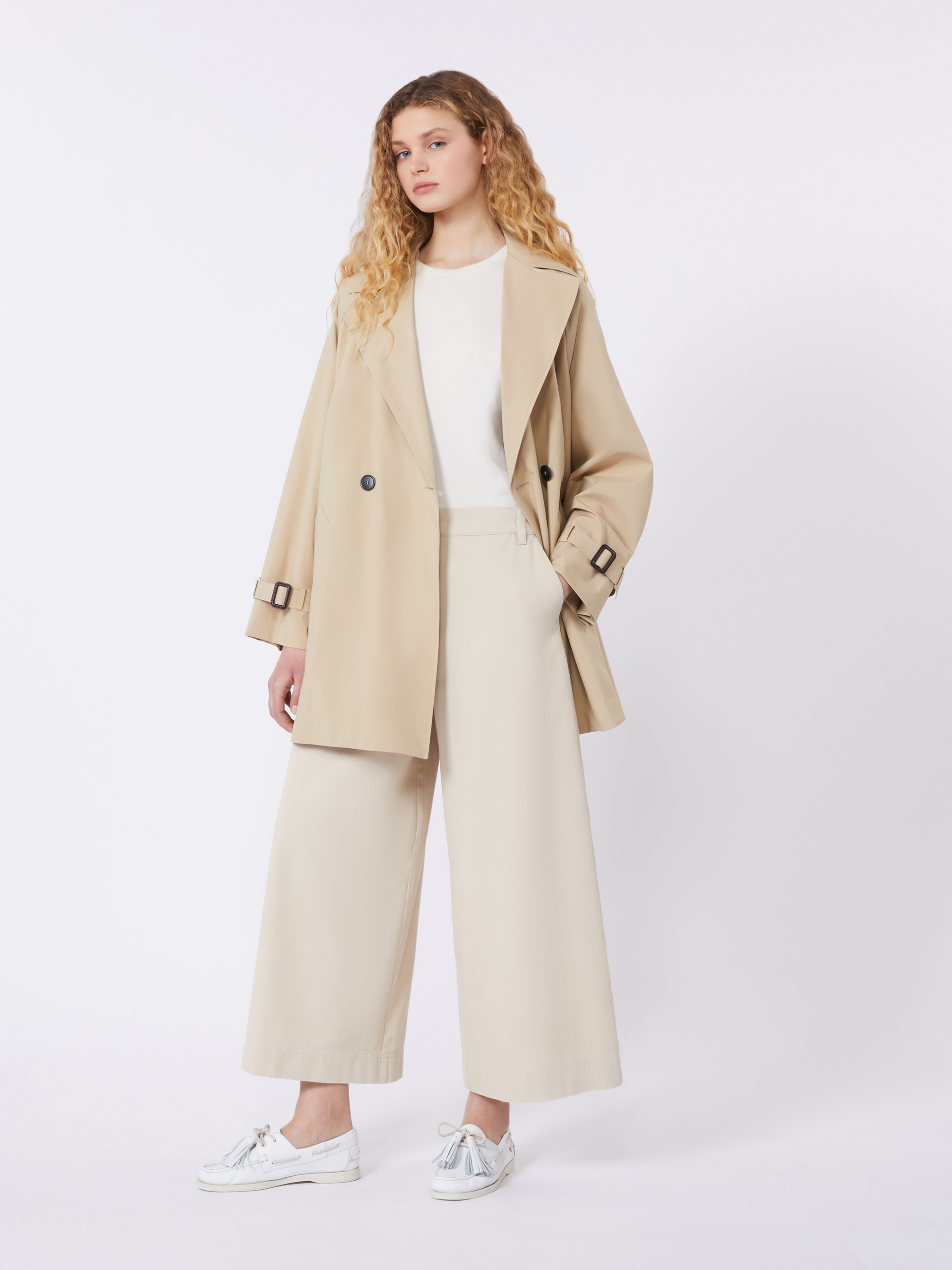 Short trench coat in water-repellent canvas - BEIGE - Weekend Max Mara
