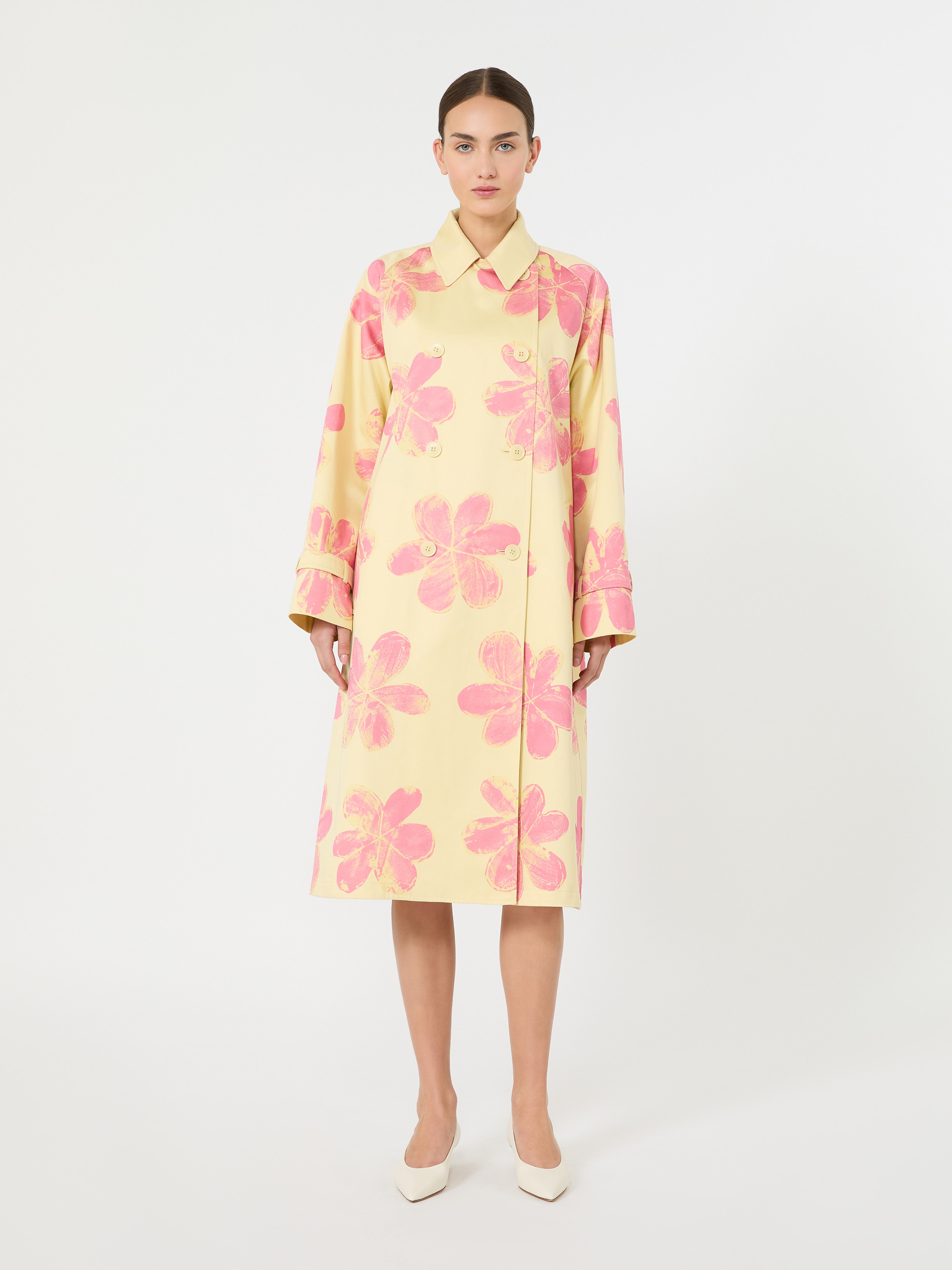 Midi trench coat in patterned water-repellent gabardine - YELLOW - Weekend Max Mara - 2