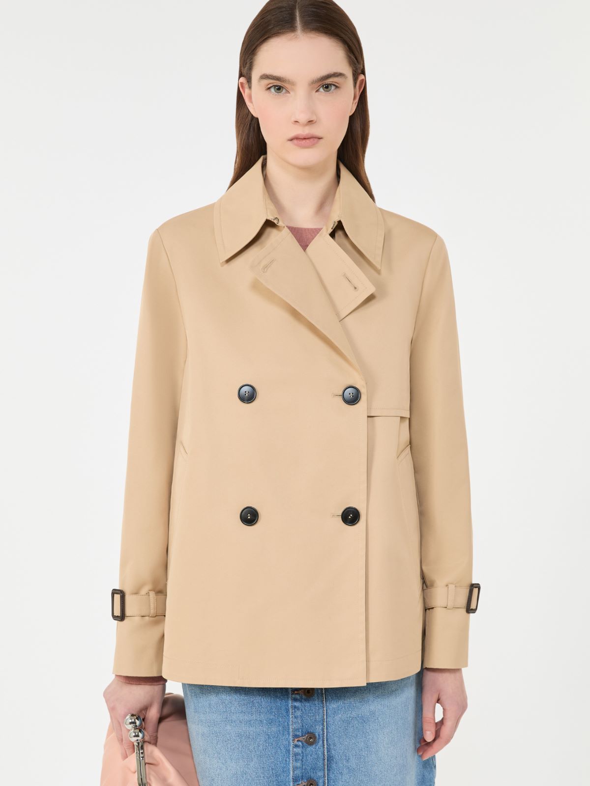 Cropped, water-repellent gabardine trench coat - BEIGE - Weekend - 4