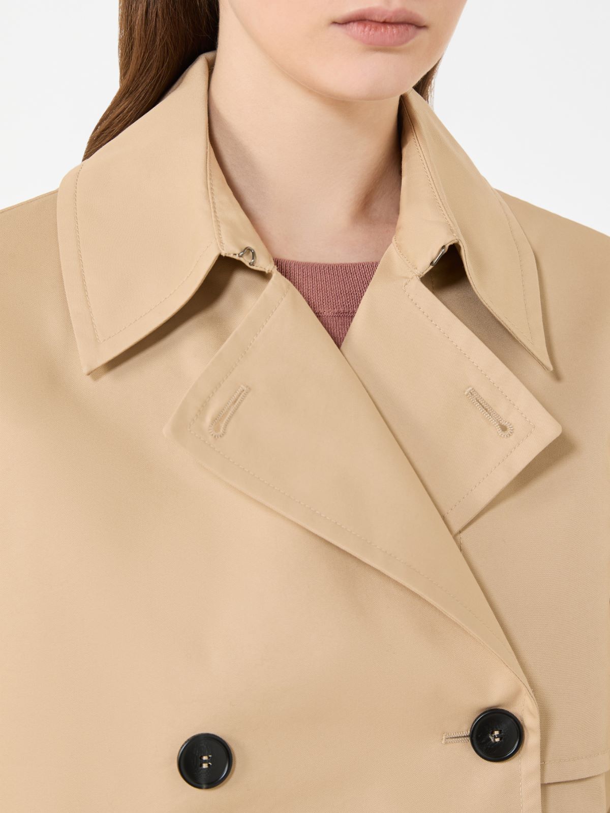 Cropped, water-repellent gabardine trench coat - BEIGE - Weekend - 5