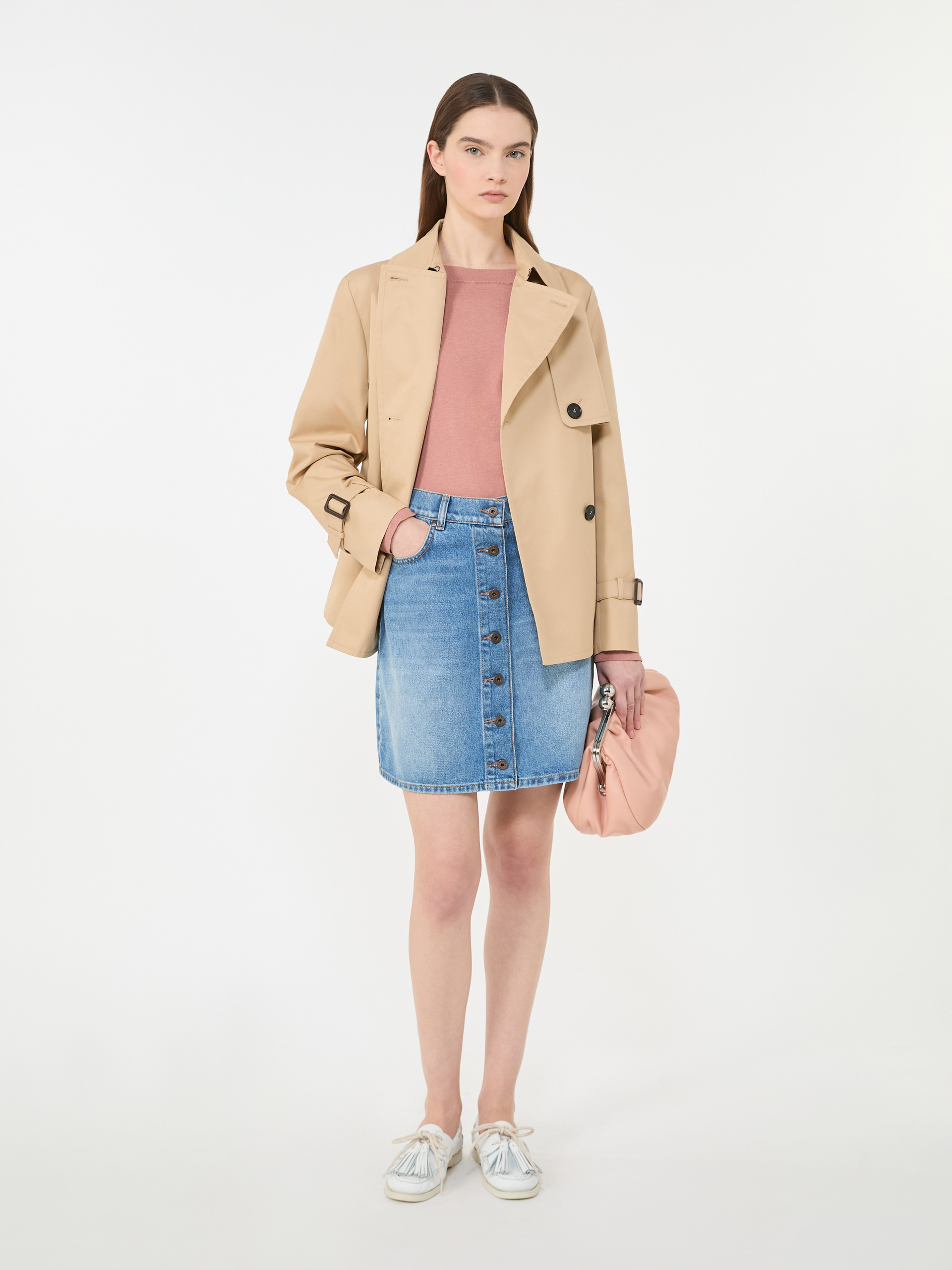 Cropped, water-repellent gabardine trench coat - BEIGE - Weekend Max Mara