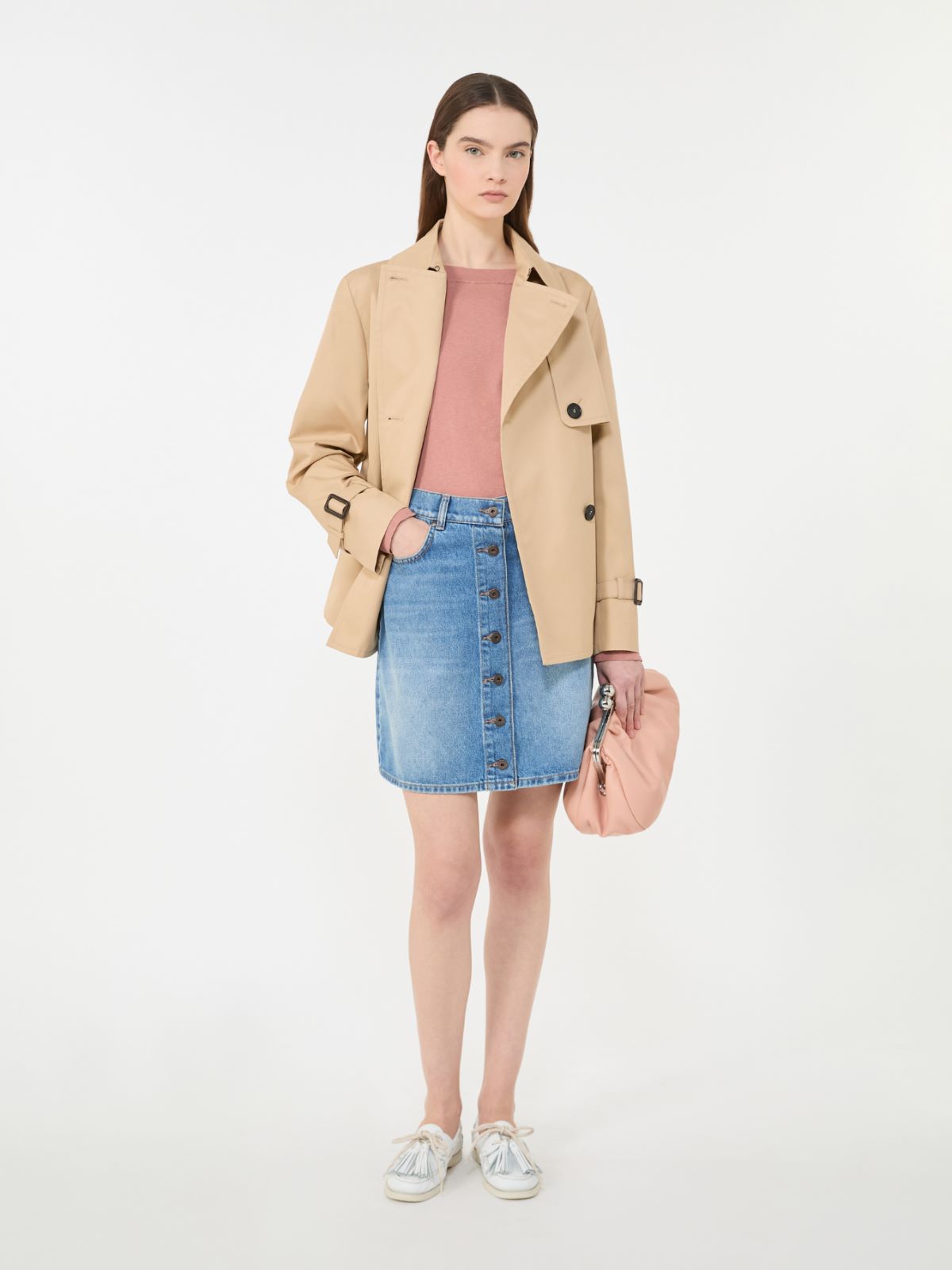 Cropped, water-repellent gabardine trench coat - BEIGE - Weekend