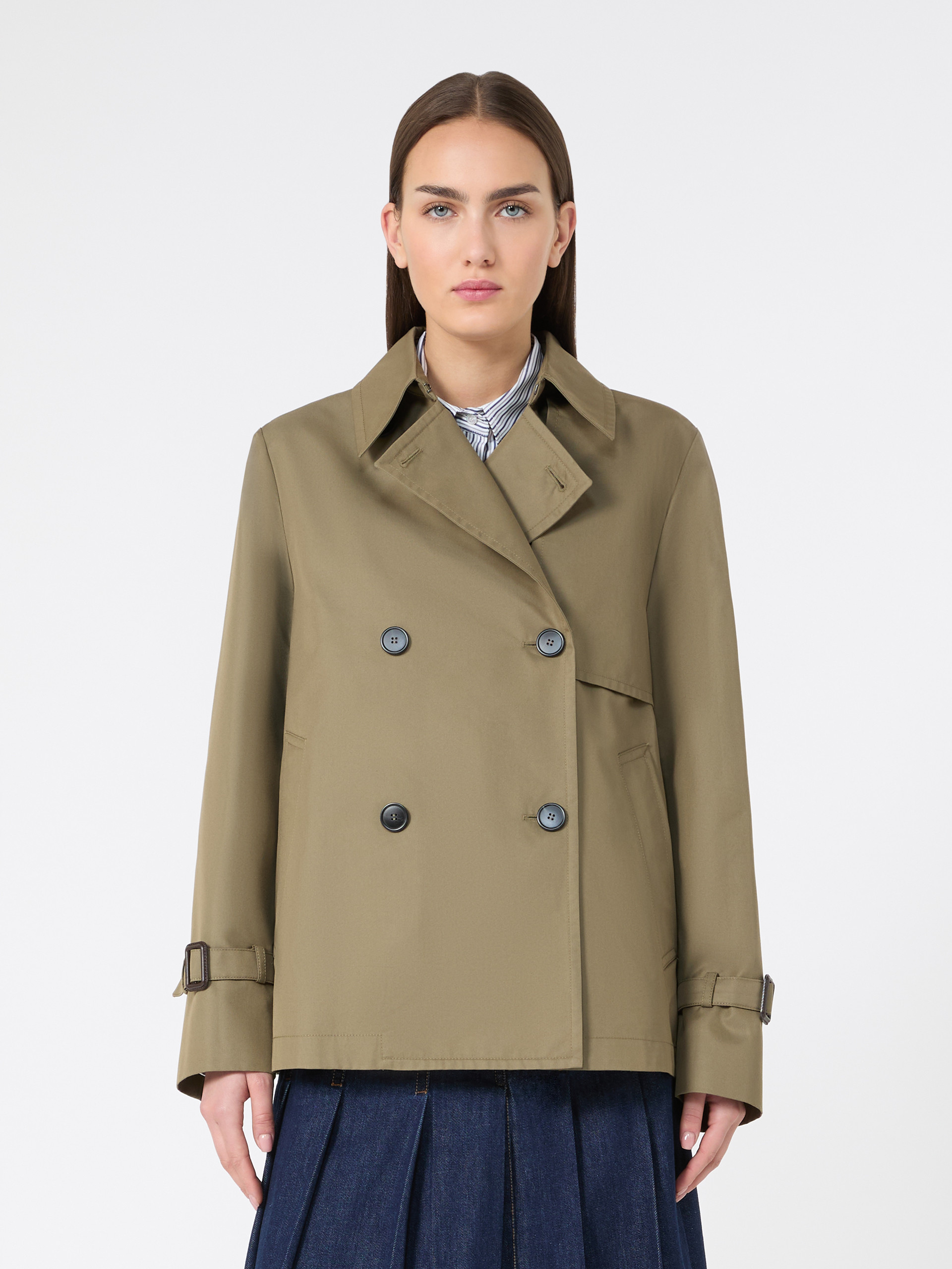 Cropped, water-repellent gabardine trench coat - MUD - Weekend Max Mara - 2