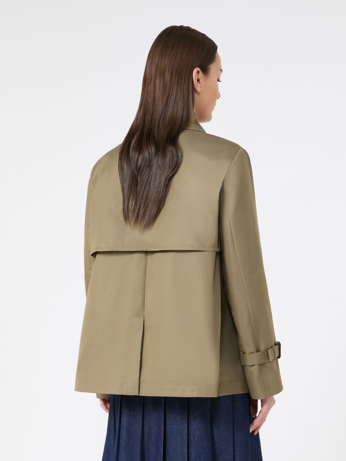 Cropped, water-repellent gabardine trench coat - MUD - Weekend - 3