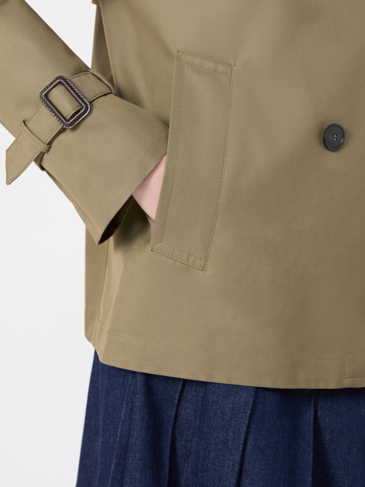 Cropped, water-repellent gabardine trench coat - MUD - Weekend - 6
