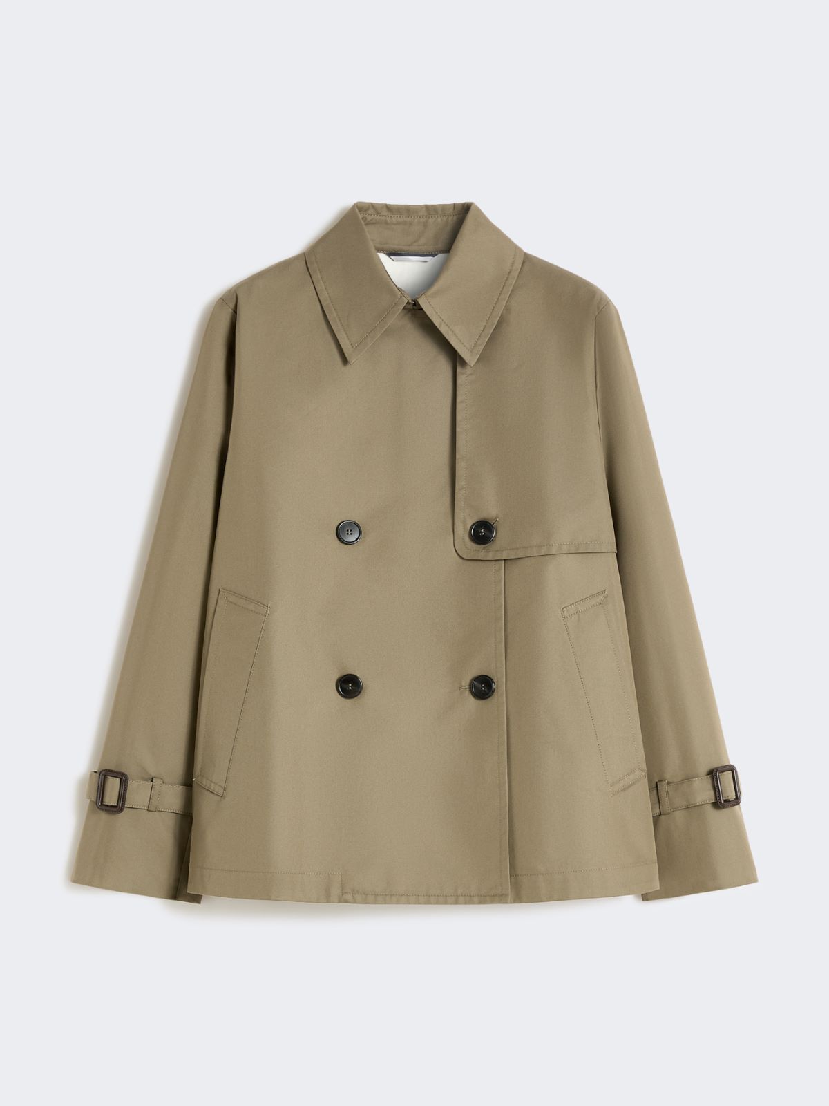 Cropped, water-repellent gabardine trench coat - MUD - Weekend - 7