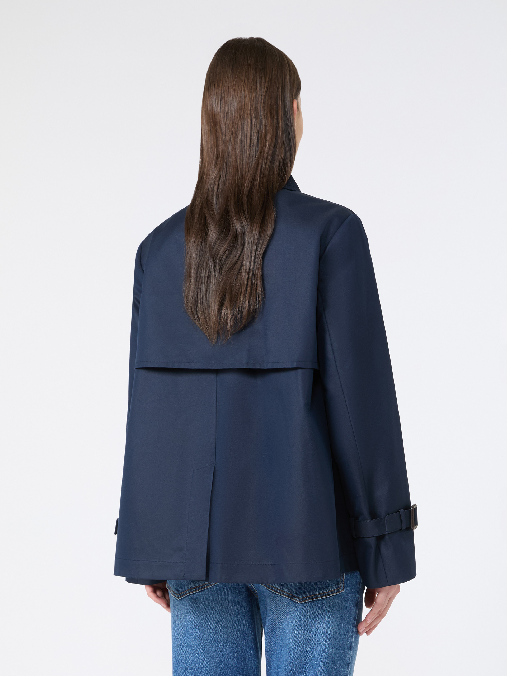 Cropped, water-repellent gabardine trench coat - NAVY - Weekend Max Mara - 3