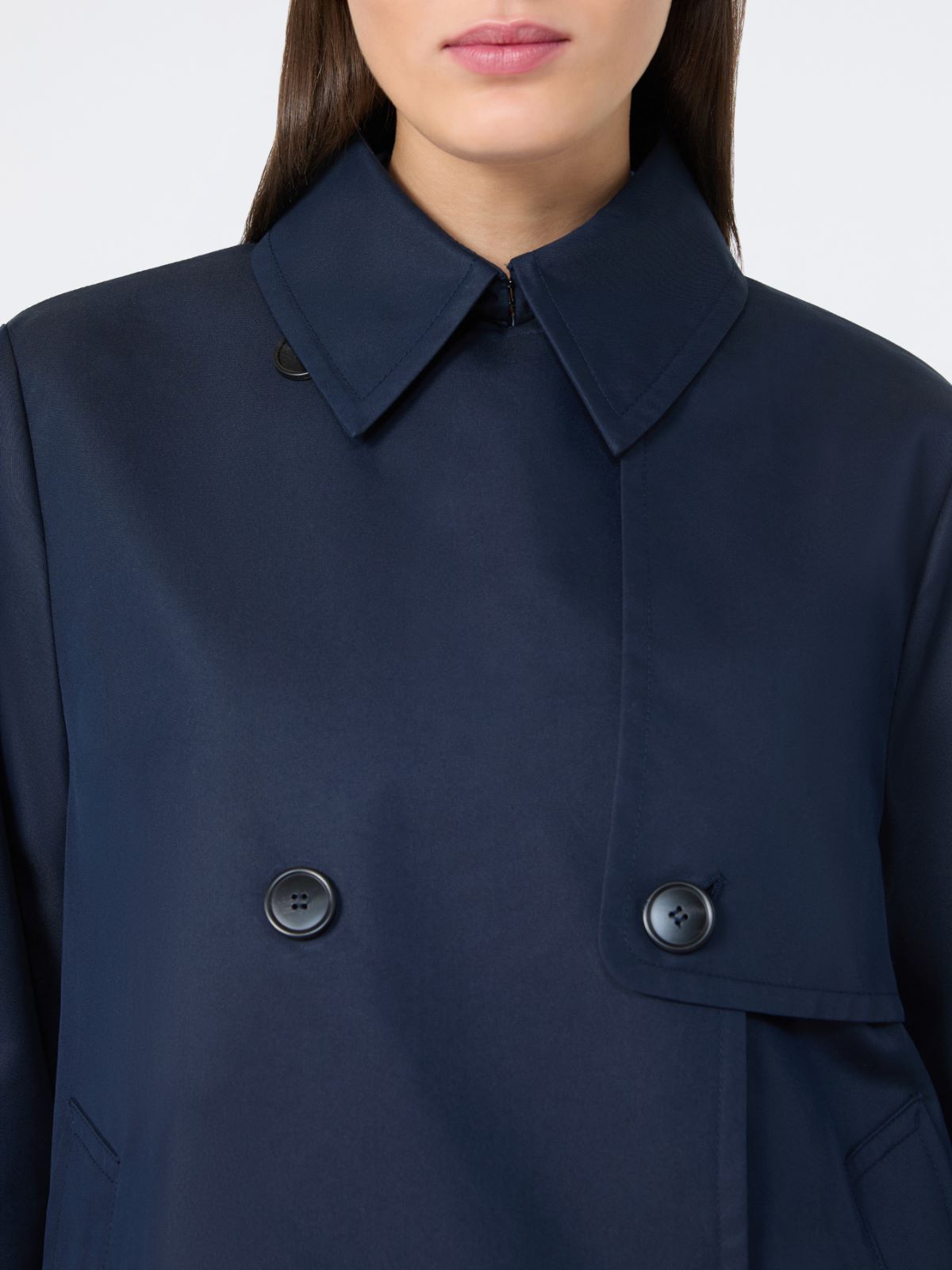 Cropped, water-repellent gabardine trench coat - NAVY - Weekend - 5