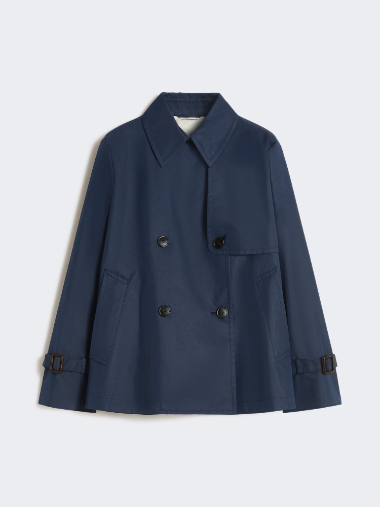 Cropped, water-repellent gabardine trench coat - NAVY - Weekend - 8