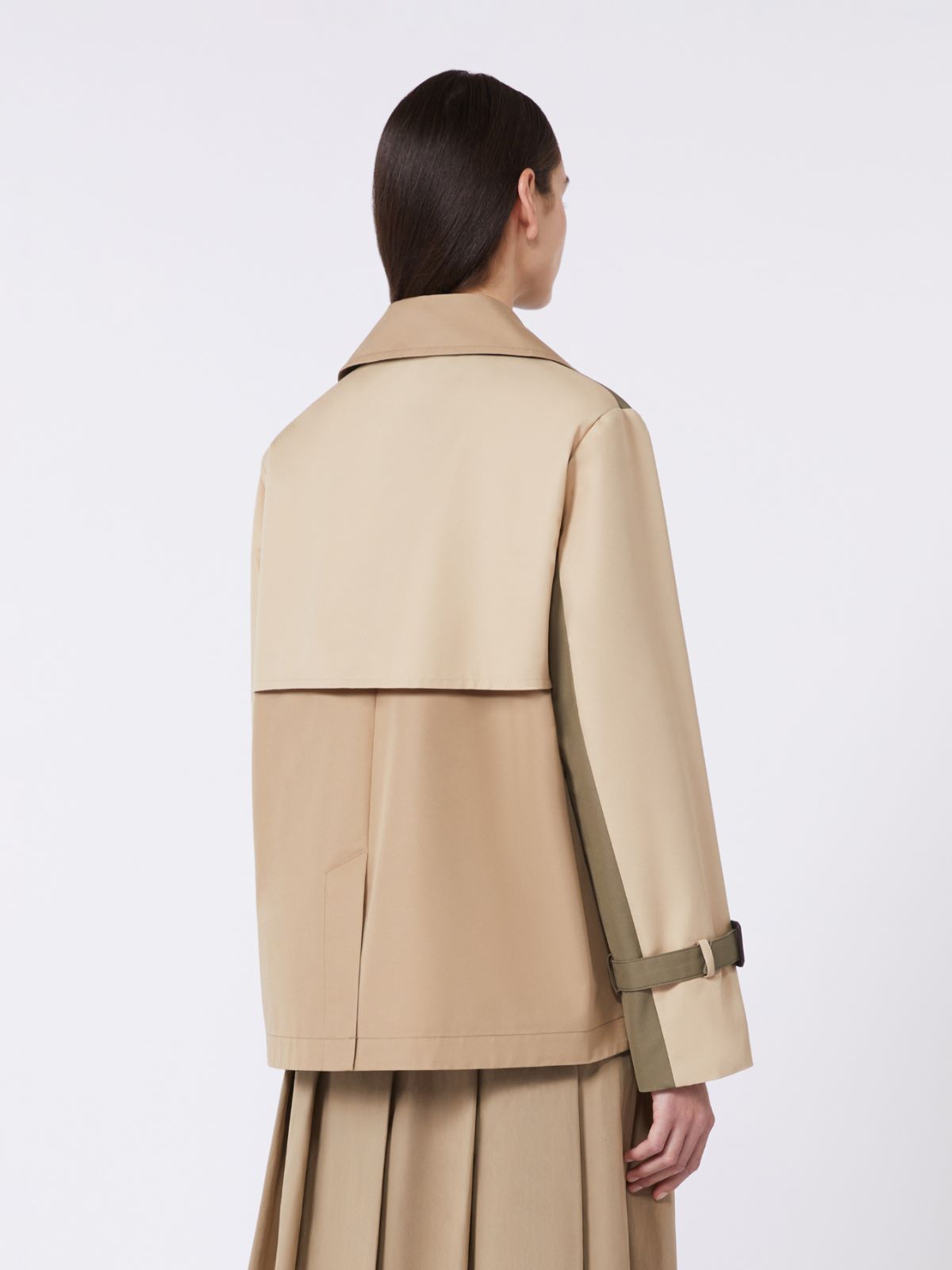 Cropped, water-repellent gabardine trench coat - MUD - Weekend - 3