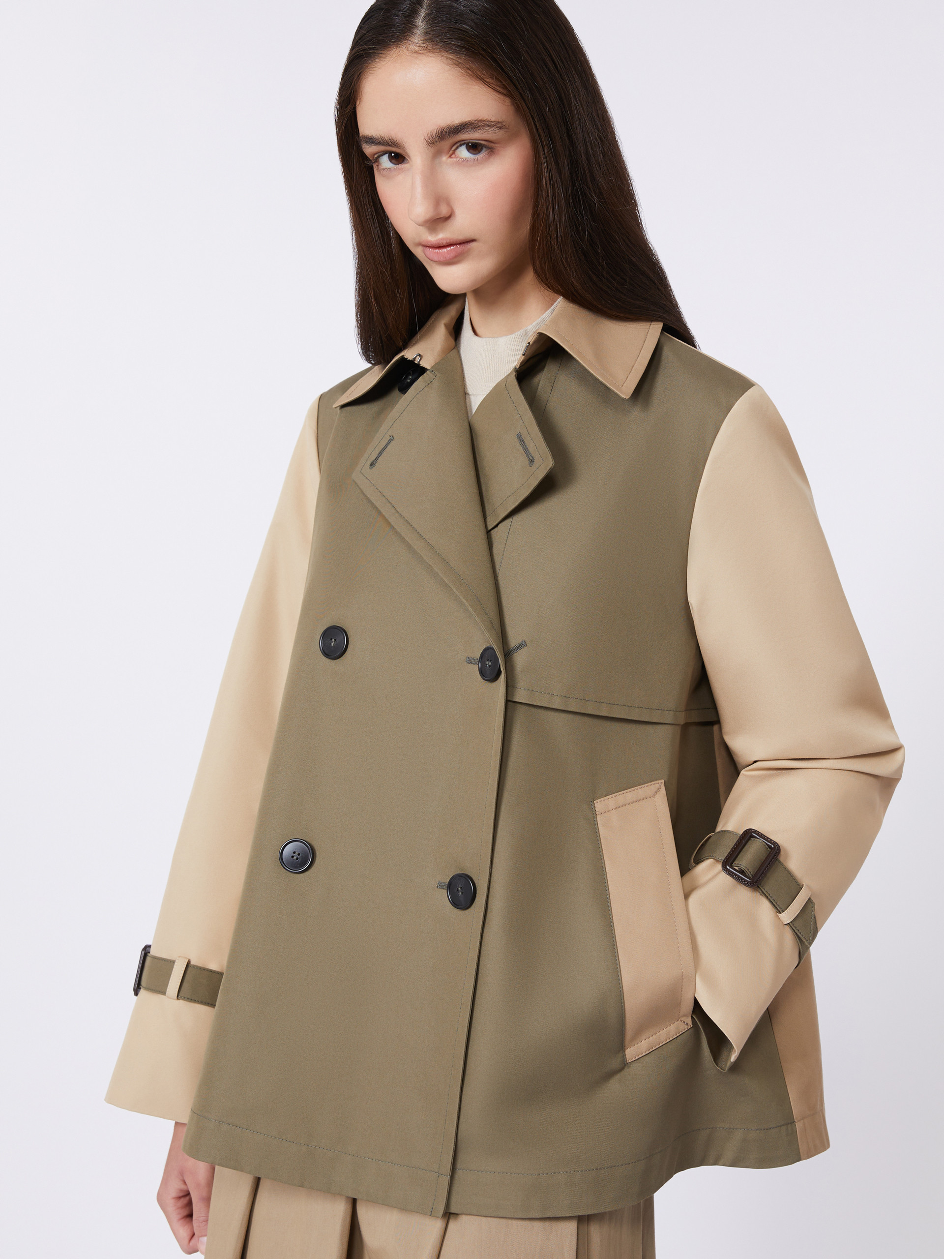 Cropped, water-repellent gabardine trench coat - MUD - Weekend Max Mara - 4